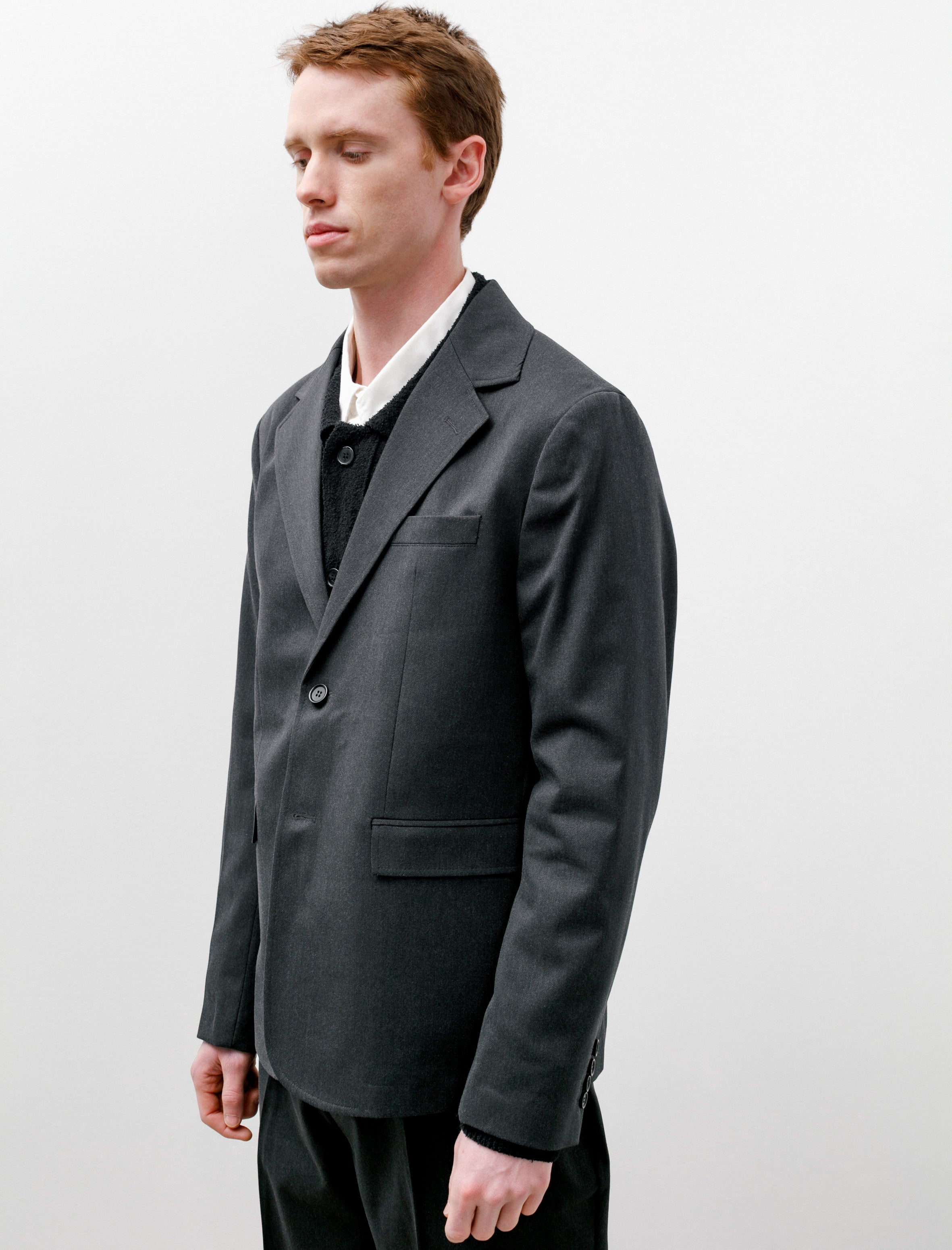 mfpen Single Breasted Blazer Dark Grey Wool