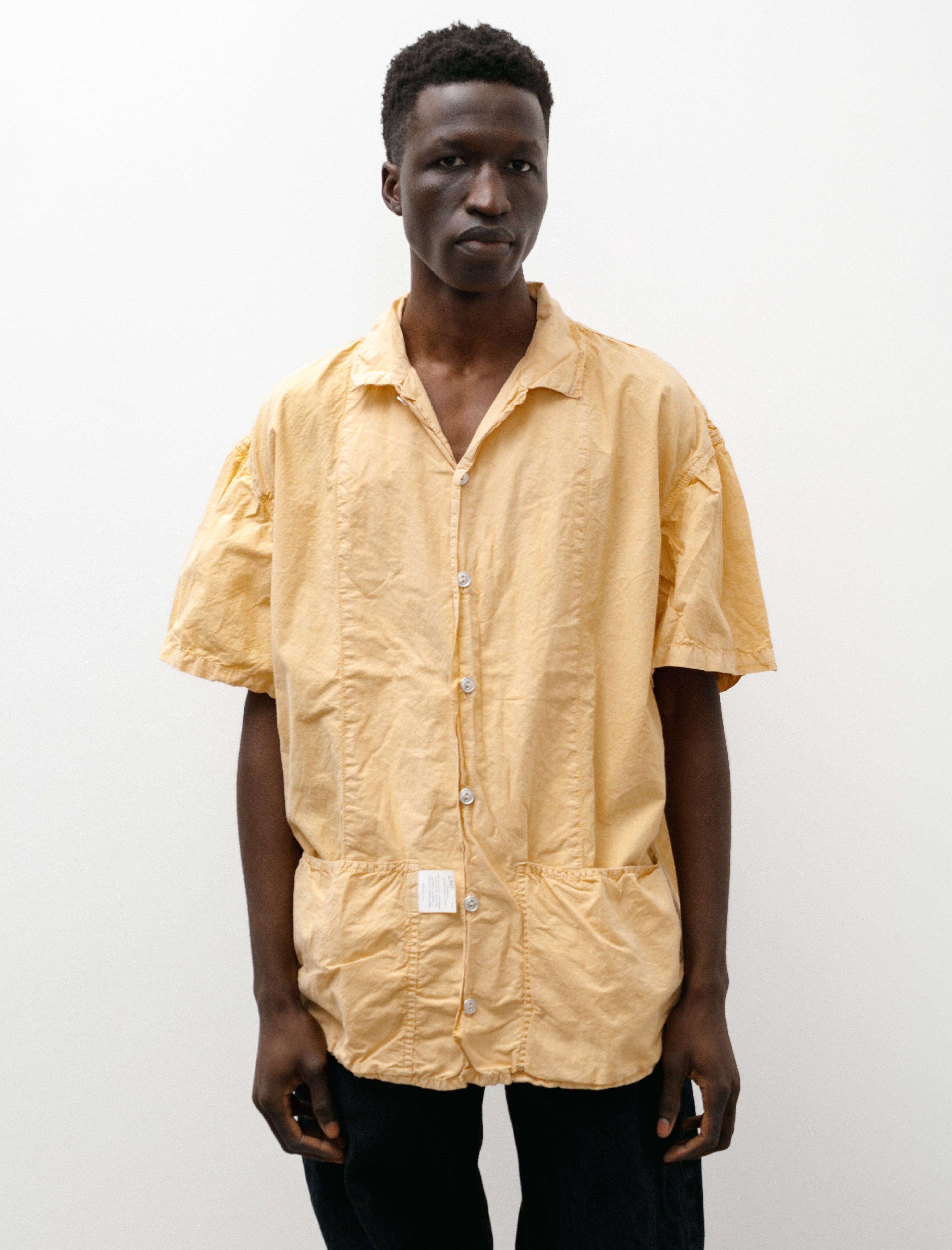 Tender 447 Short Sleeve Wide Face Shirt Cotton Muslin Iron Rust Dyed