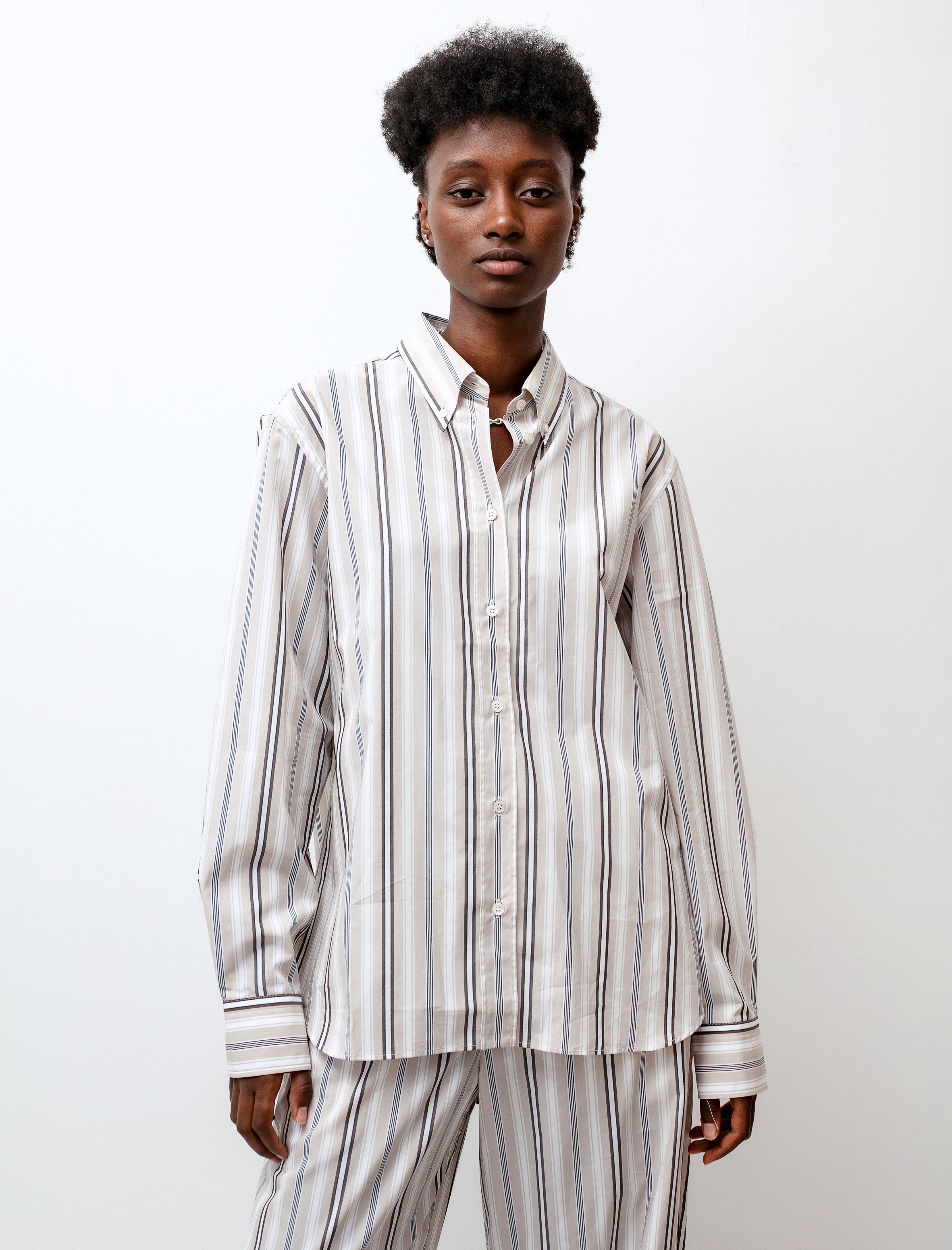 Studio Nicholson Bissett Shirt Beach Stripe Cocoa/Nude