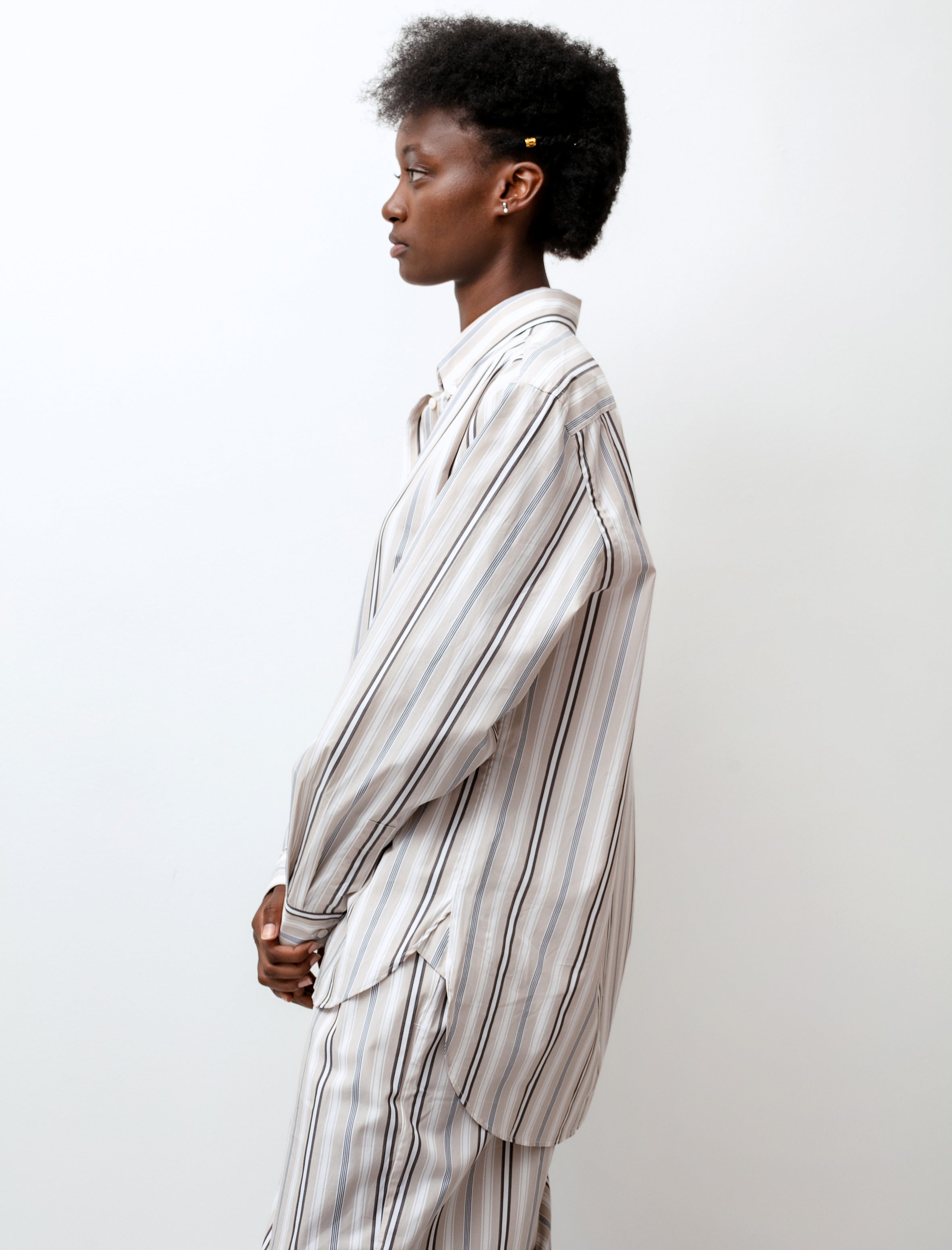 Studio Nicholson Bissett Shirt Beach Stripe Cocoa/Nude