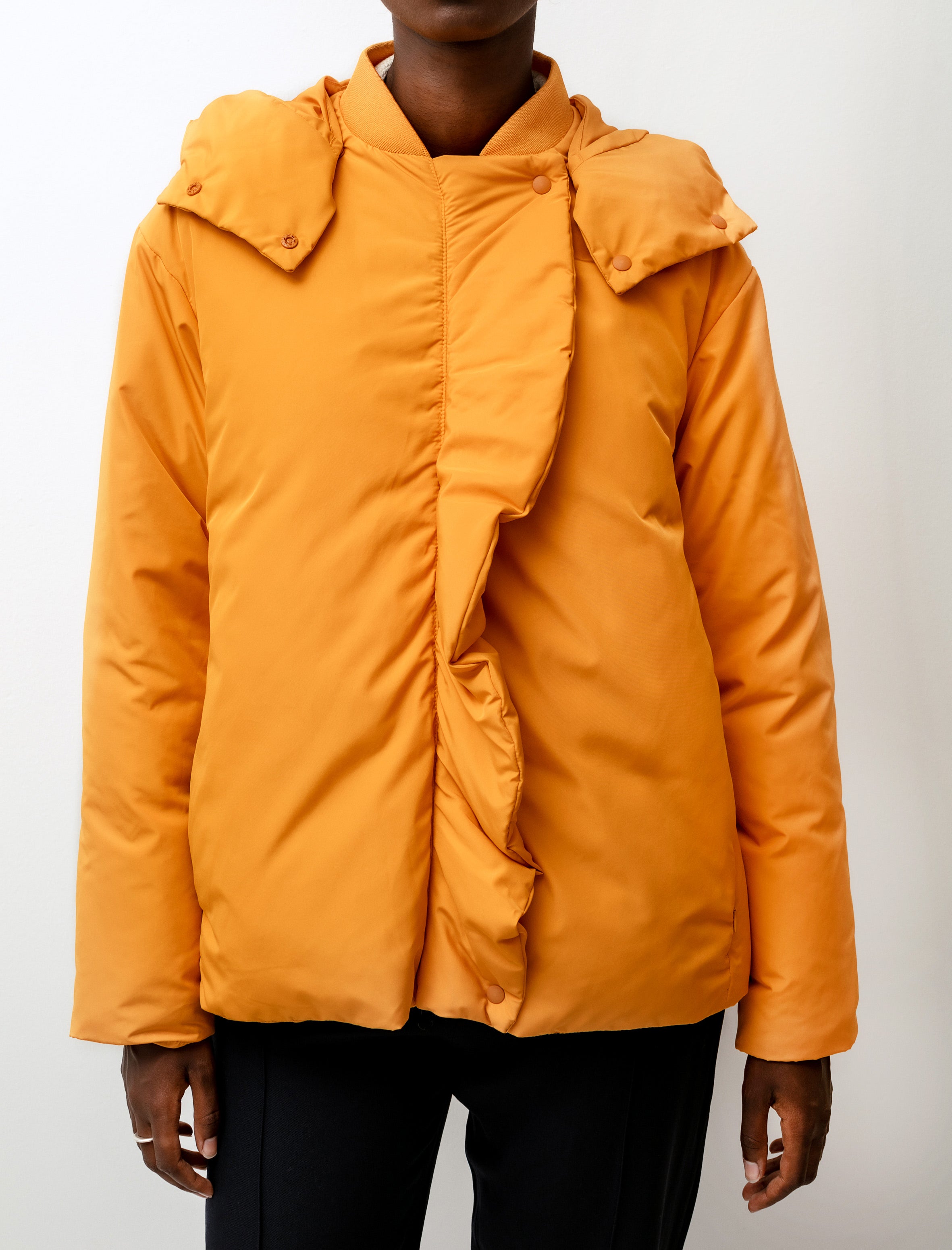 Sara Lanzi Puffer Hoodie Jacket Tangerine