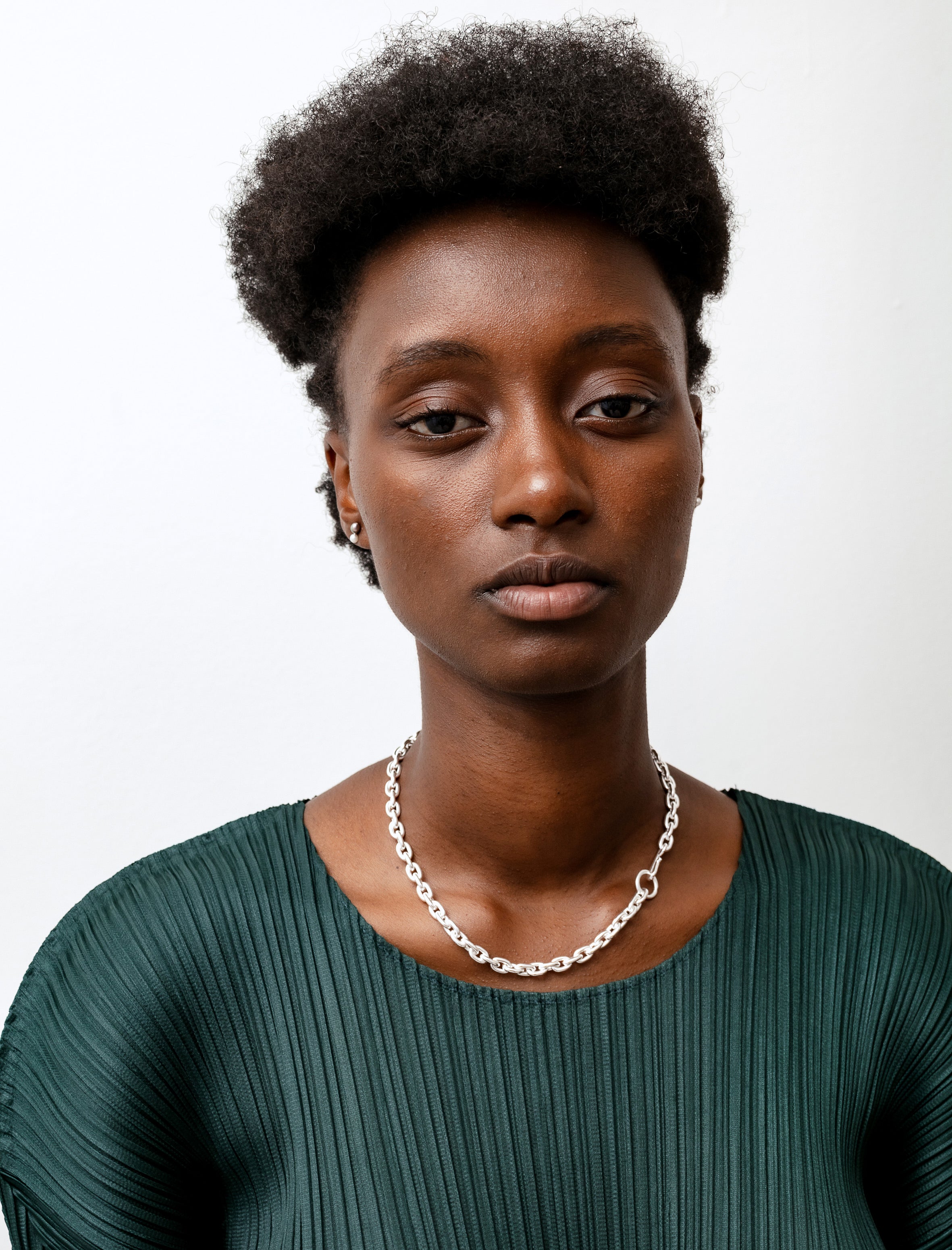 All Blues Standard Necklace Thin Polished Silver Short