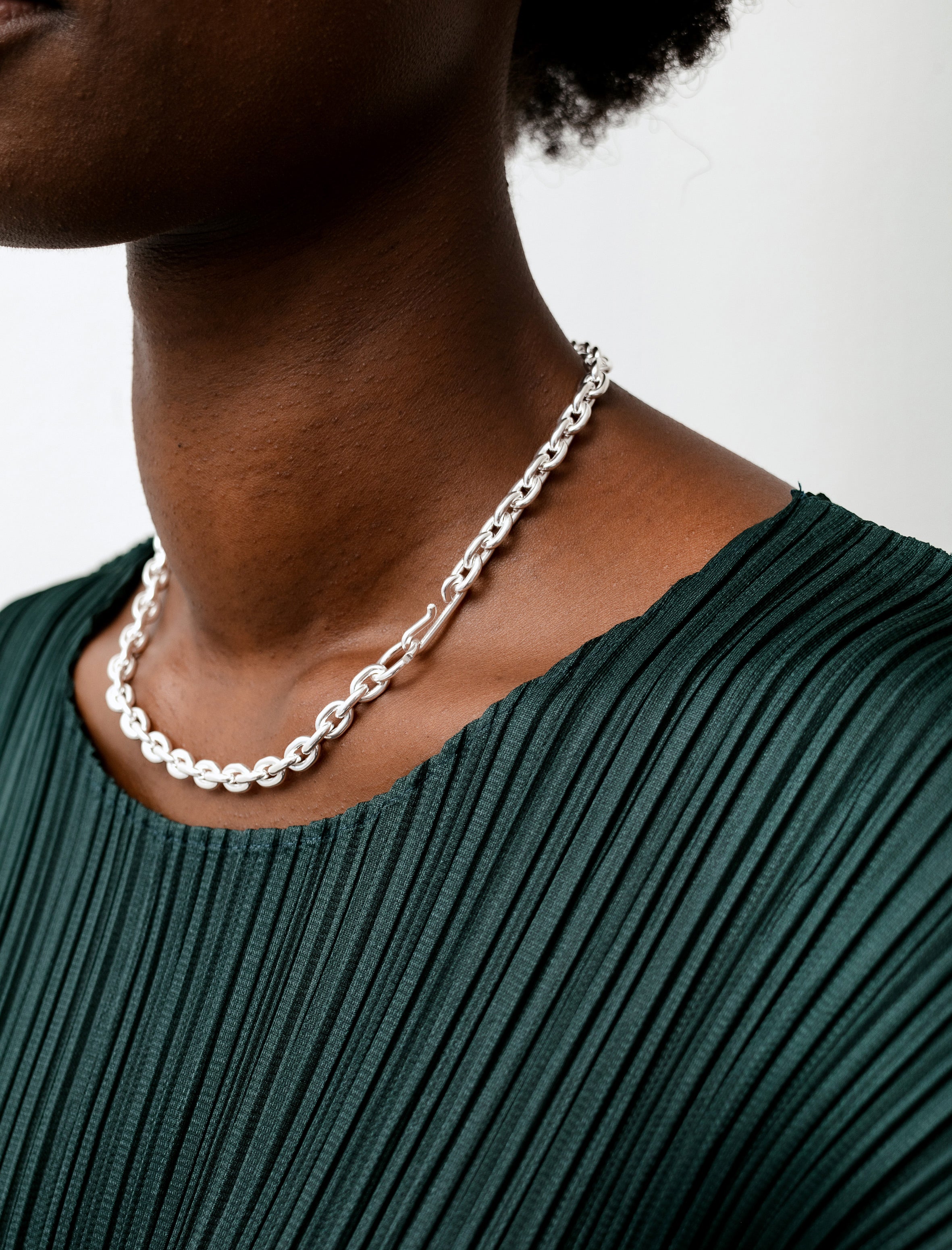 All Blues Standard Necklace Thin Polished Silver Short