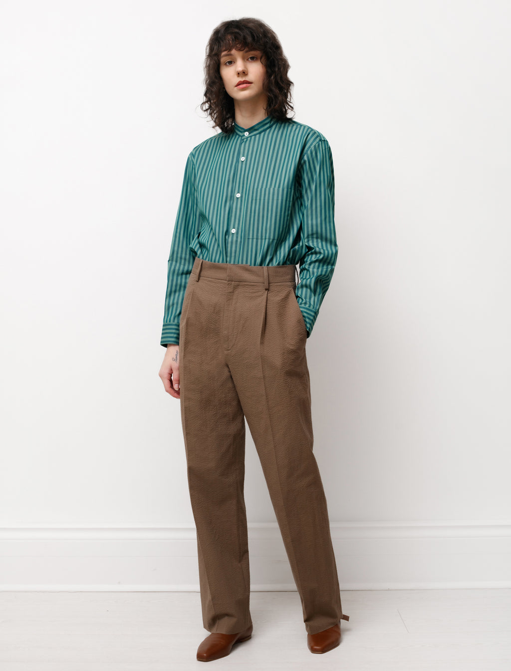 Pleated Large Pants Brown