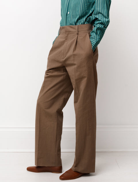 Cristaseya Pleated Large Pants Brown