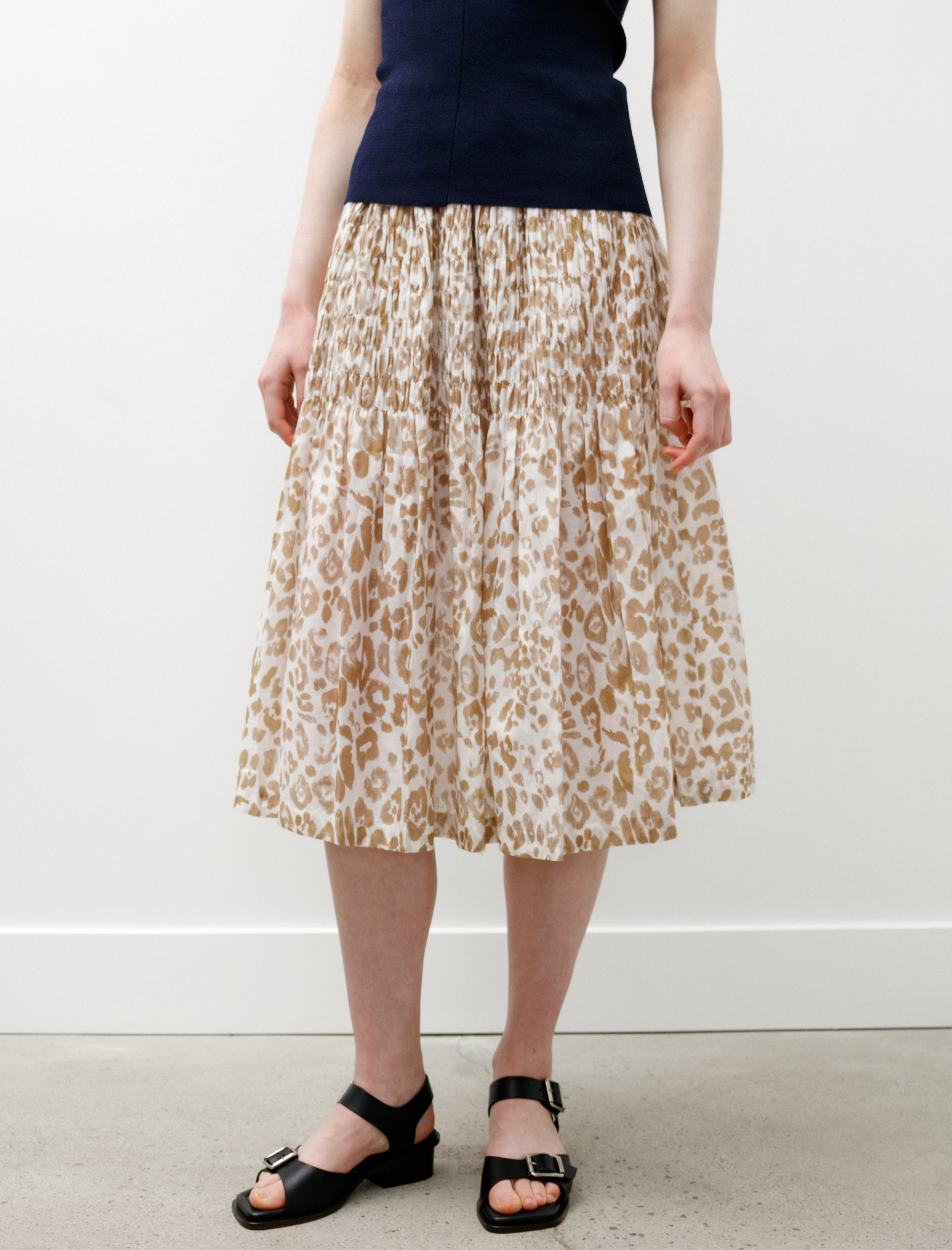 Sara Lanzi Quilted Skirt Leopard Beige