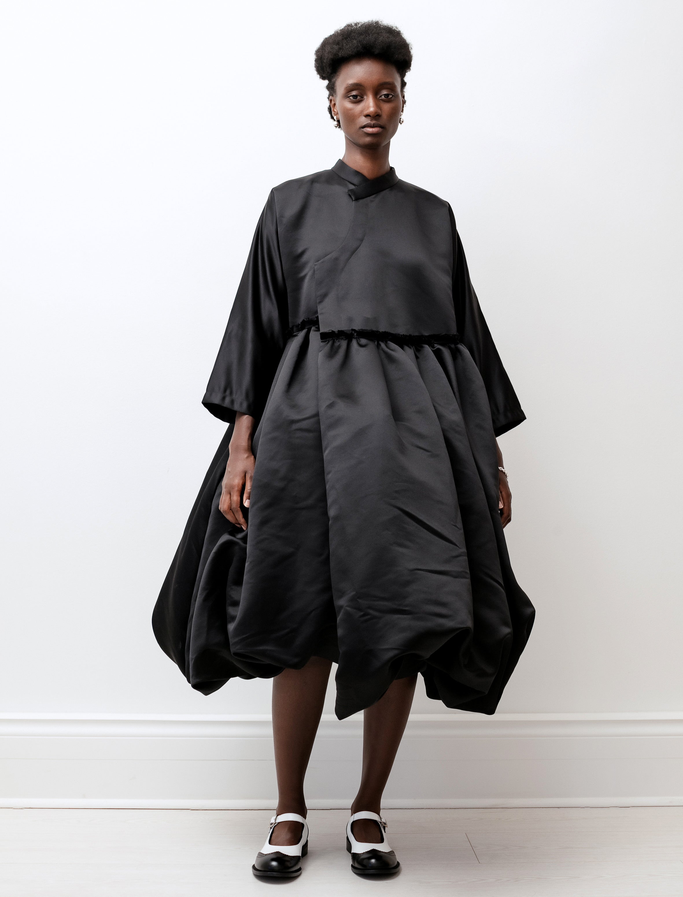 Comme des Garçons Comme des Garçons Satin High Neck Balloon Hem Dress Black