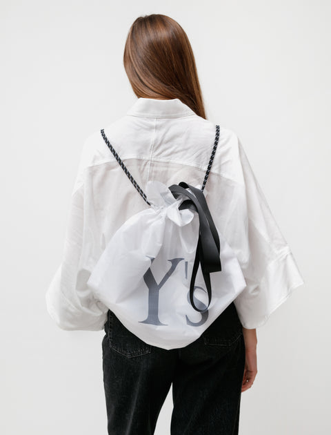 Y's by Yohji Yamamoto Ripstop Logo Backpack White