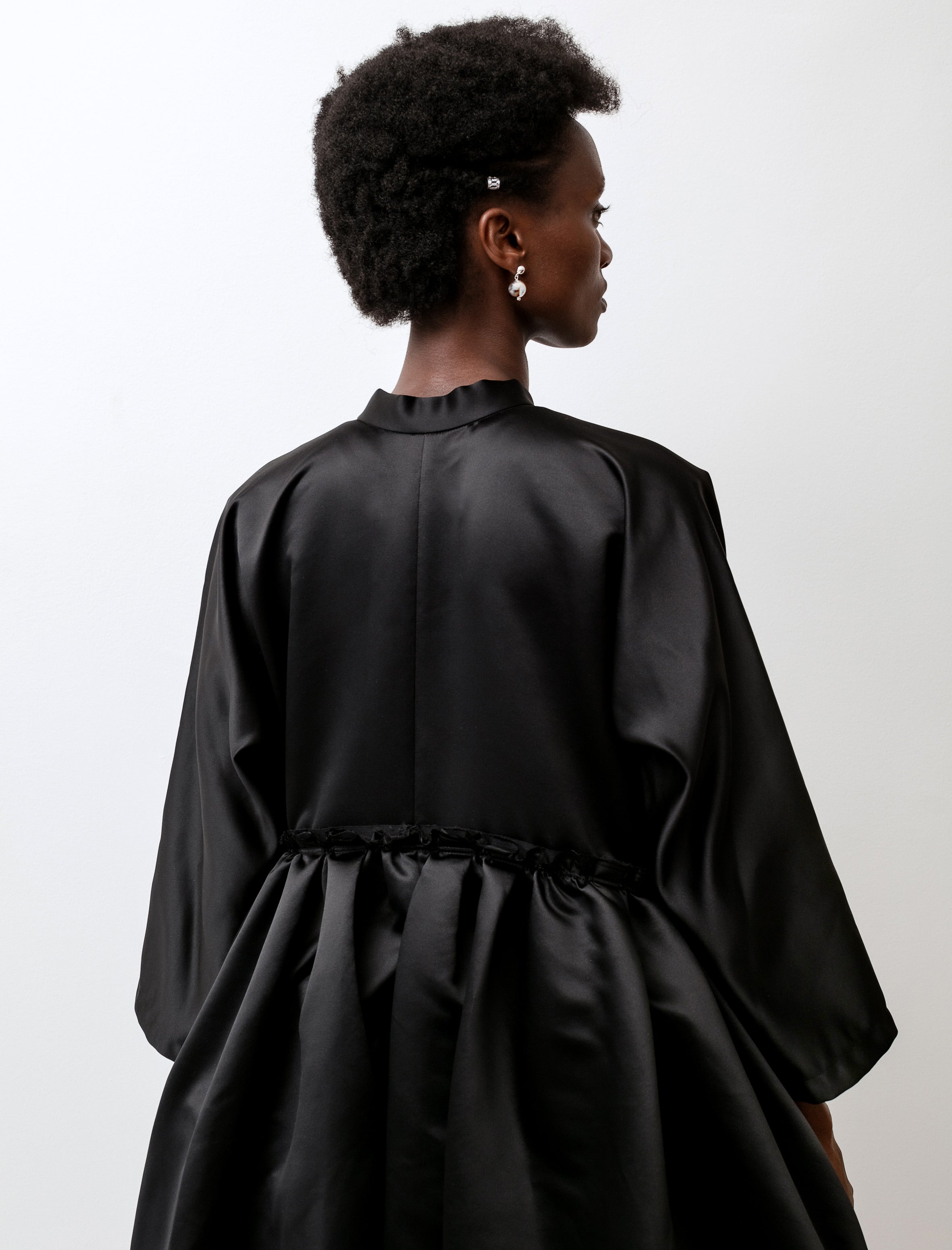 Comme des Garçons Comme des Garçons Satin High Neck Balloon Hem Dress Black