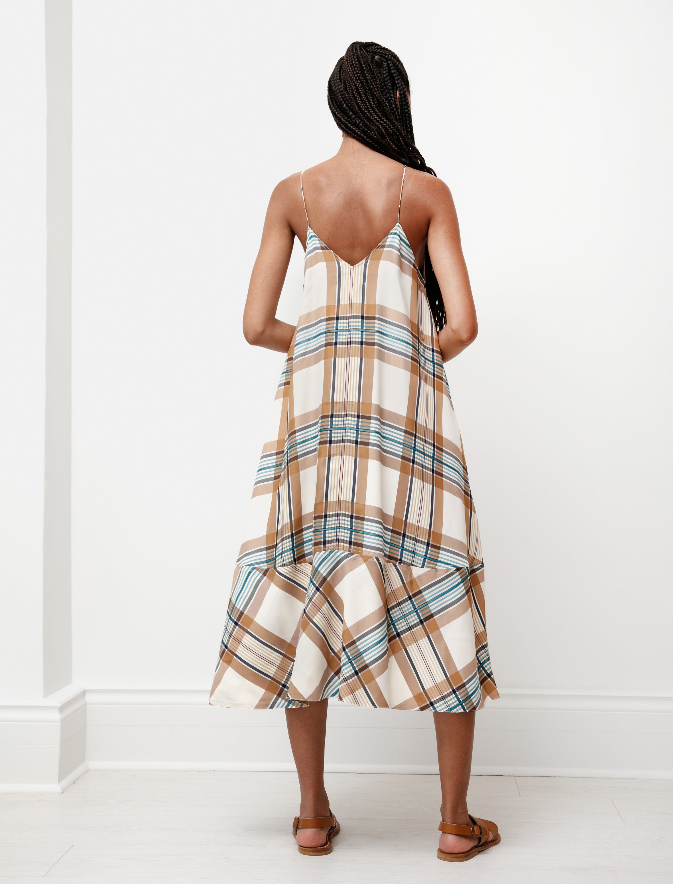Studio Nicholson Oahu Dress Viscose Tan Check