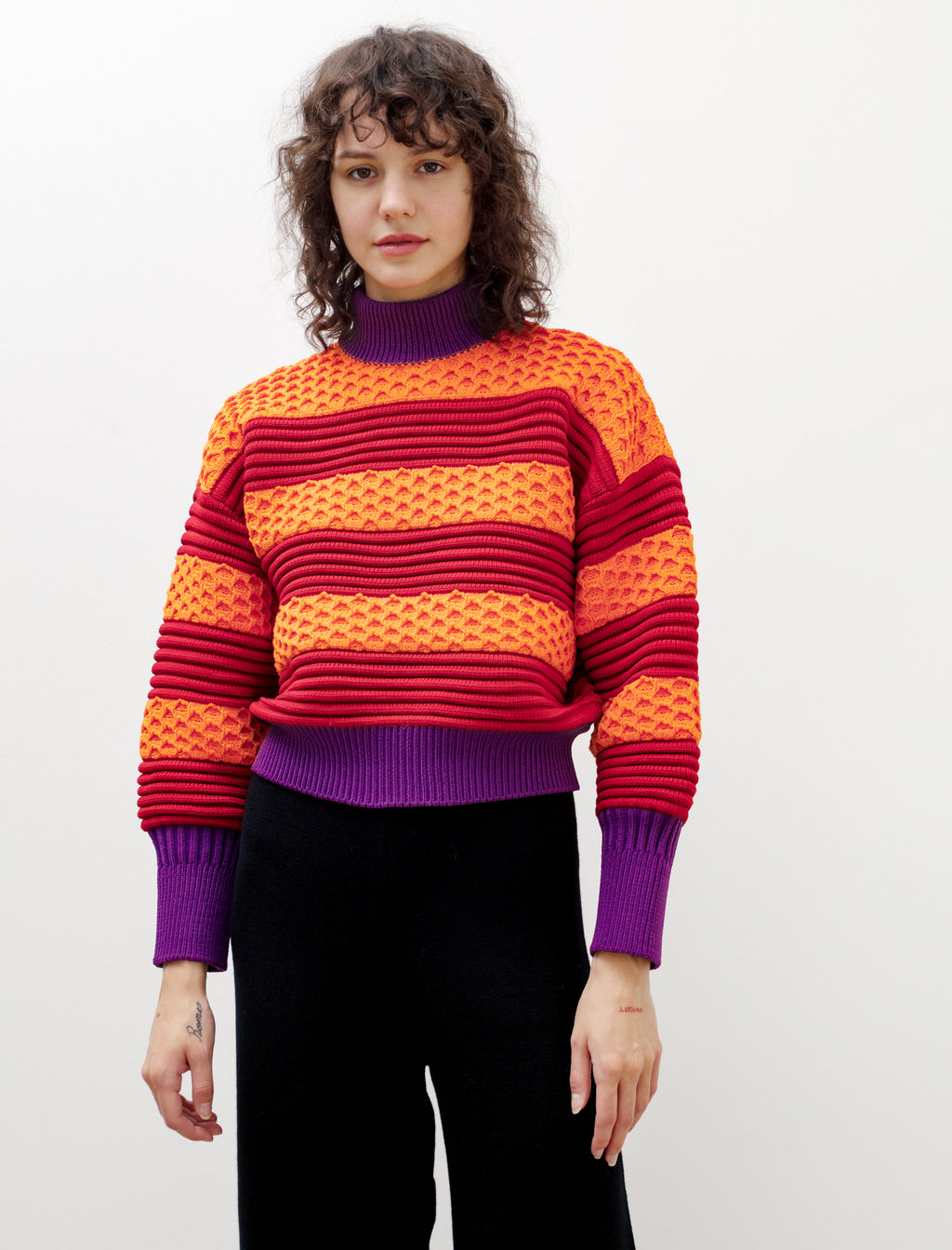 CFCL リブニット CFCL Low Gauge Top Orange Multi – Neighbour