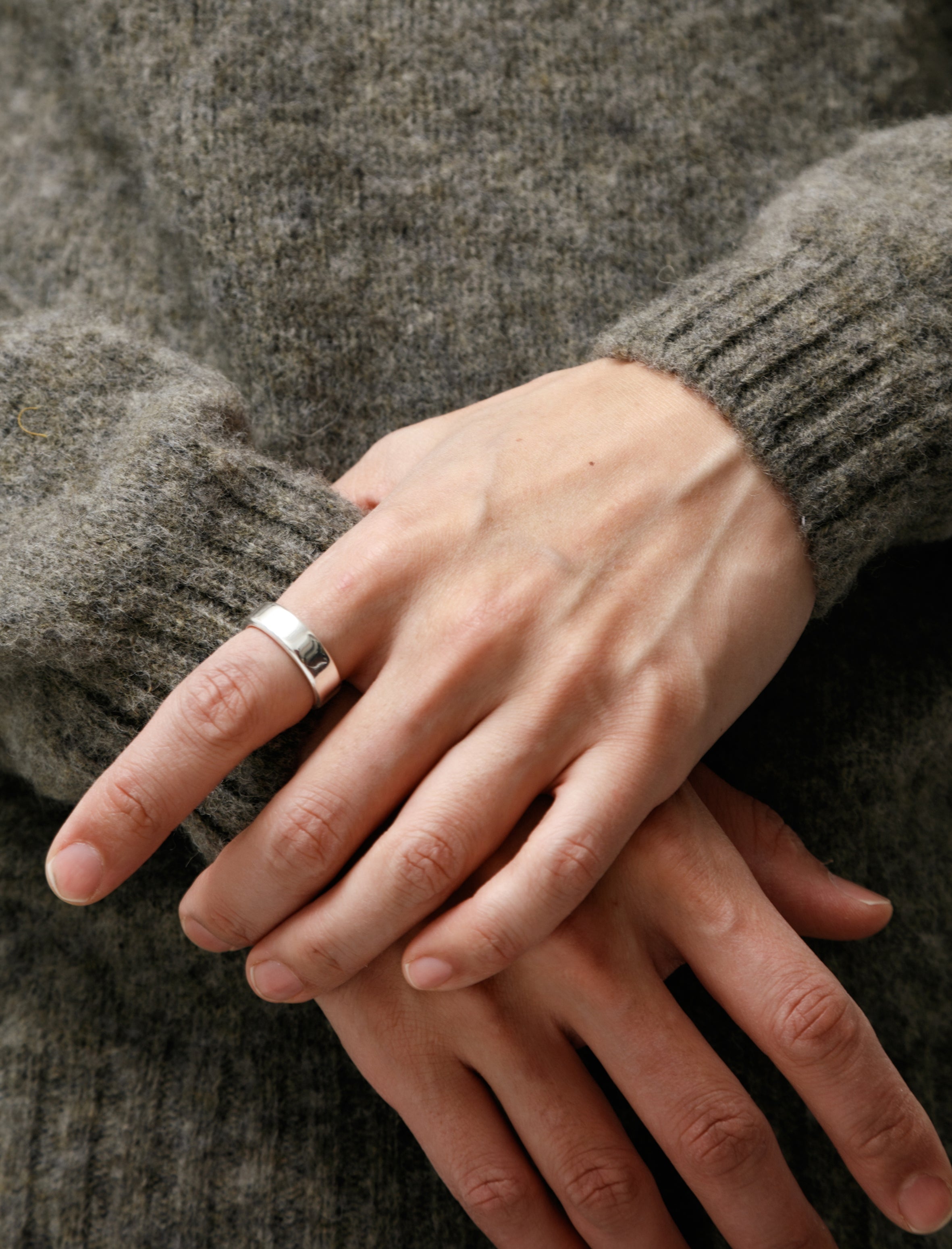 All Blues Tire Ring Narrow Polished Silver