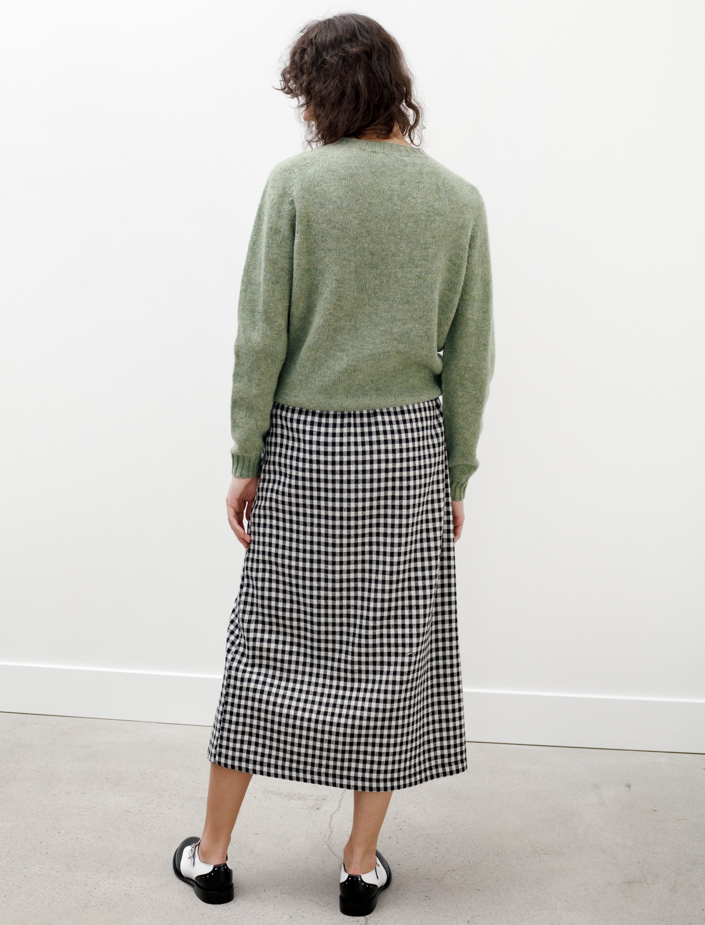 Eleph Bows Checked Wrap Skirt Black and White