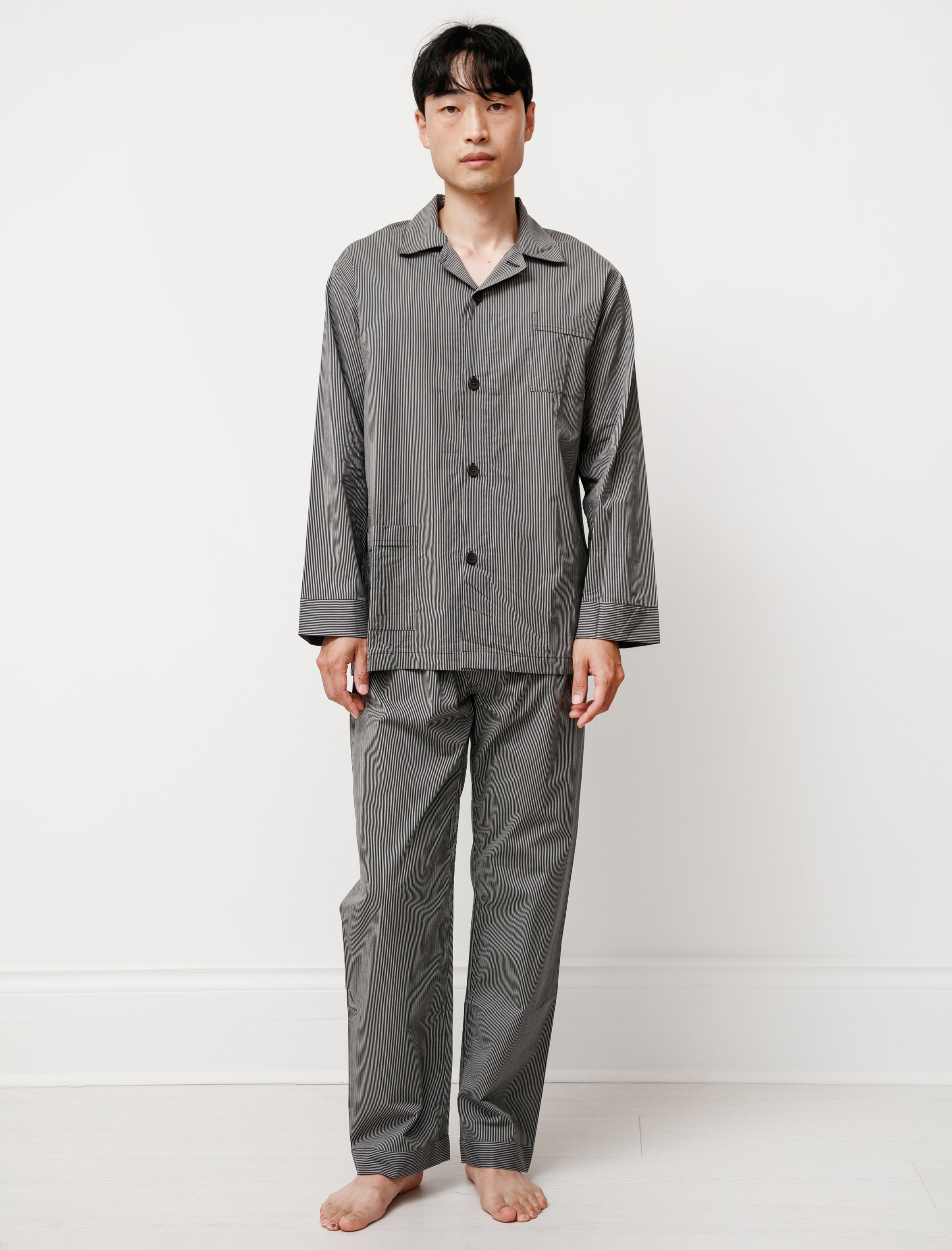 REST Mens Pyjama Set Micro Stripe Algae/Khaki