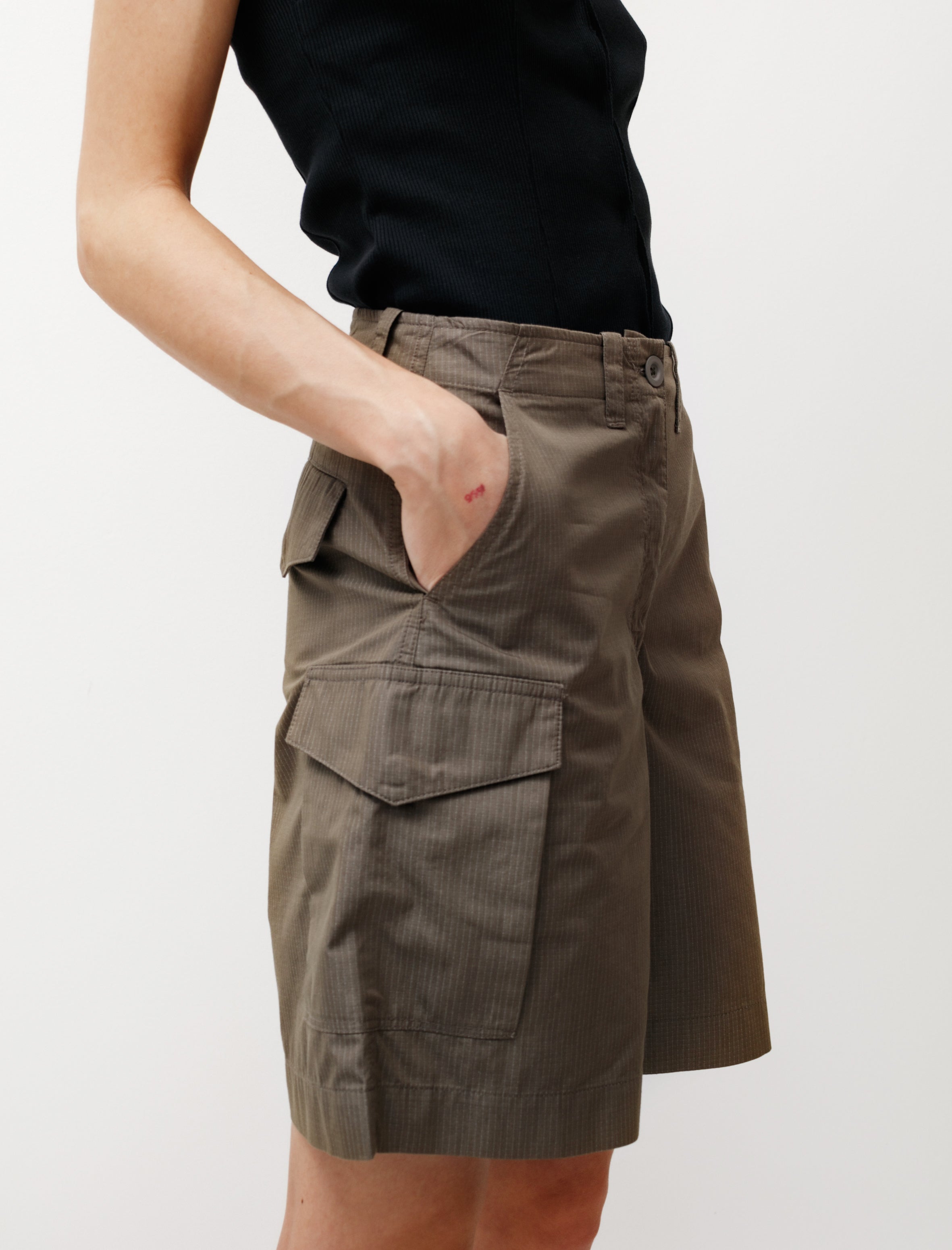 Our Legacy Parachute Shorts Army Green Cotton Ripstop