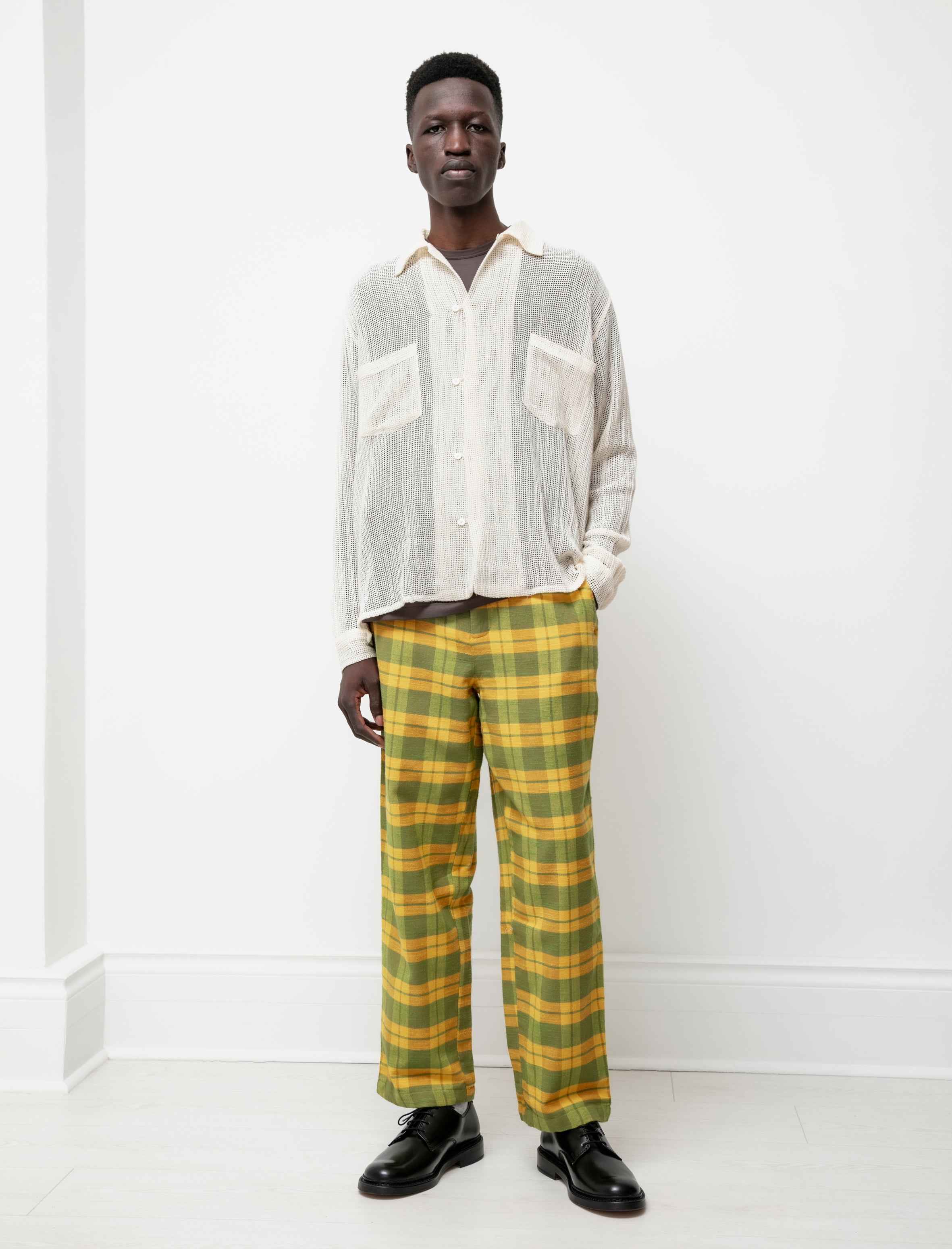 Bode Daytime Plaid Trousers Yellow/Green