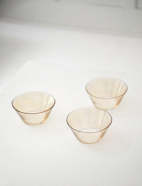 Thin Amber Iridescent Glass Bowl