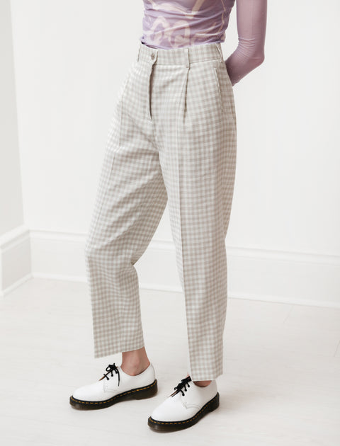 Acne Studios Loose Pleated Trousers Green/Grey Plaid