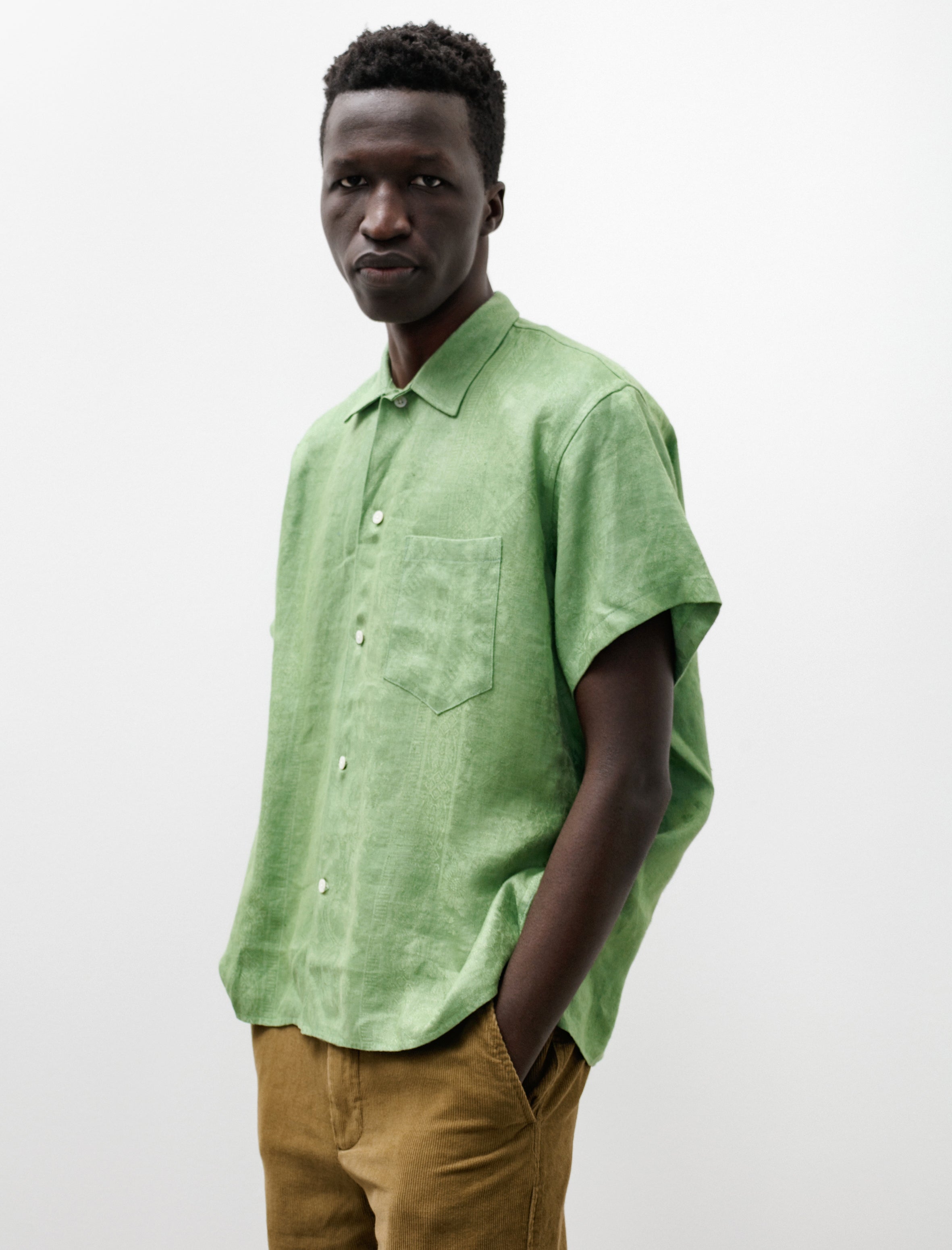 Bode One of a Kind Damask Shirt Gooseberry