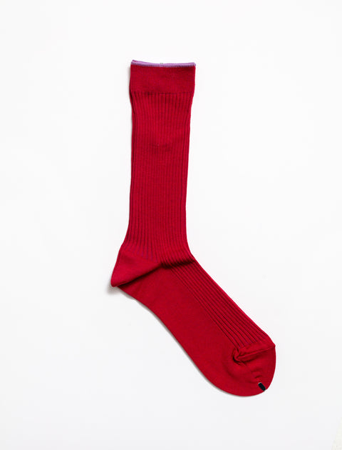 Anyo Socks Long Rib Socks Red/Lavender