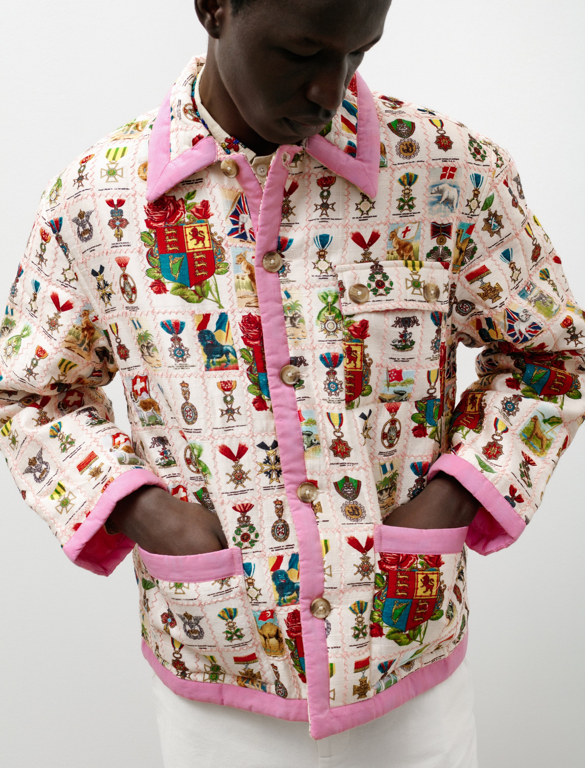 Bode Tobacco Signet Quilt Jacket