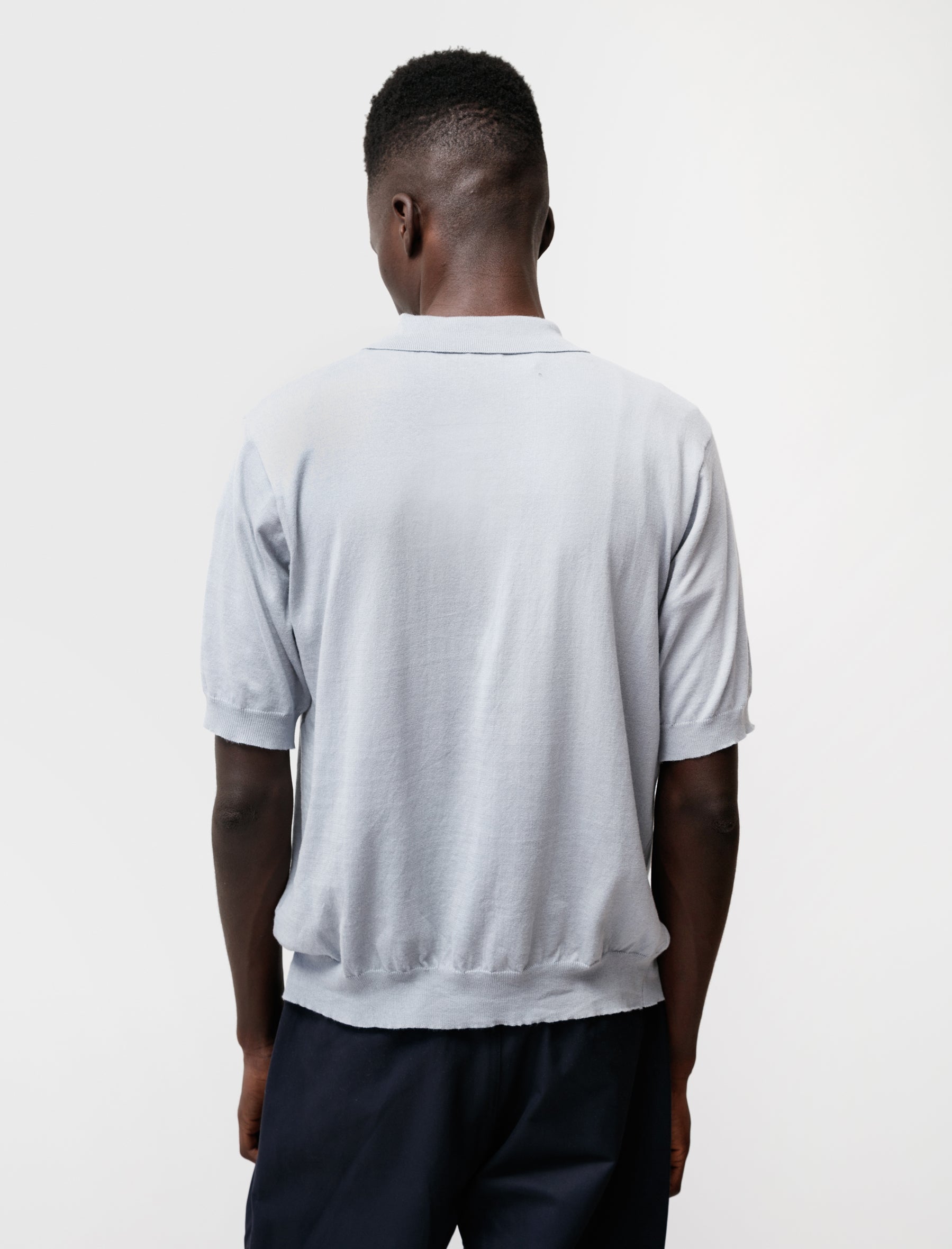 niuhans Fine Gauge Cotton Polo Sweater Glacier