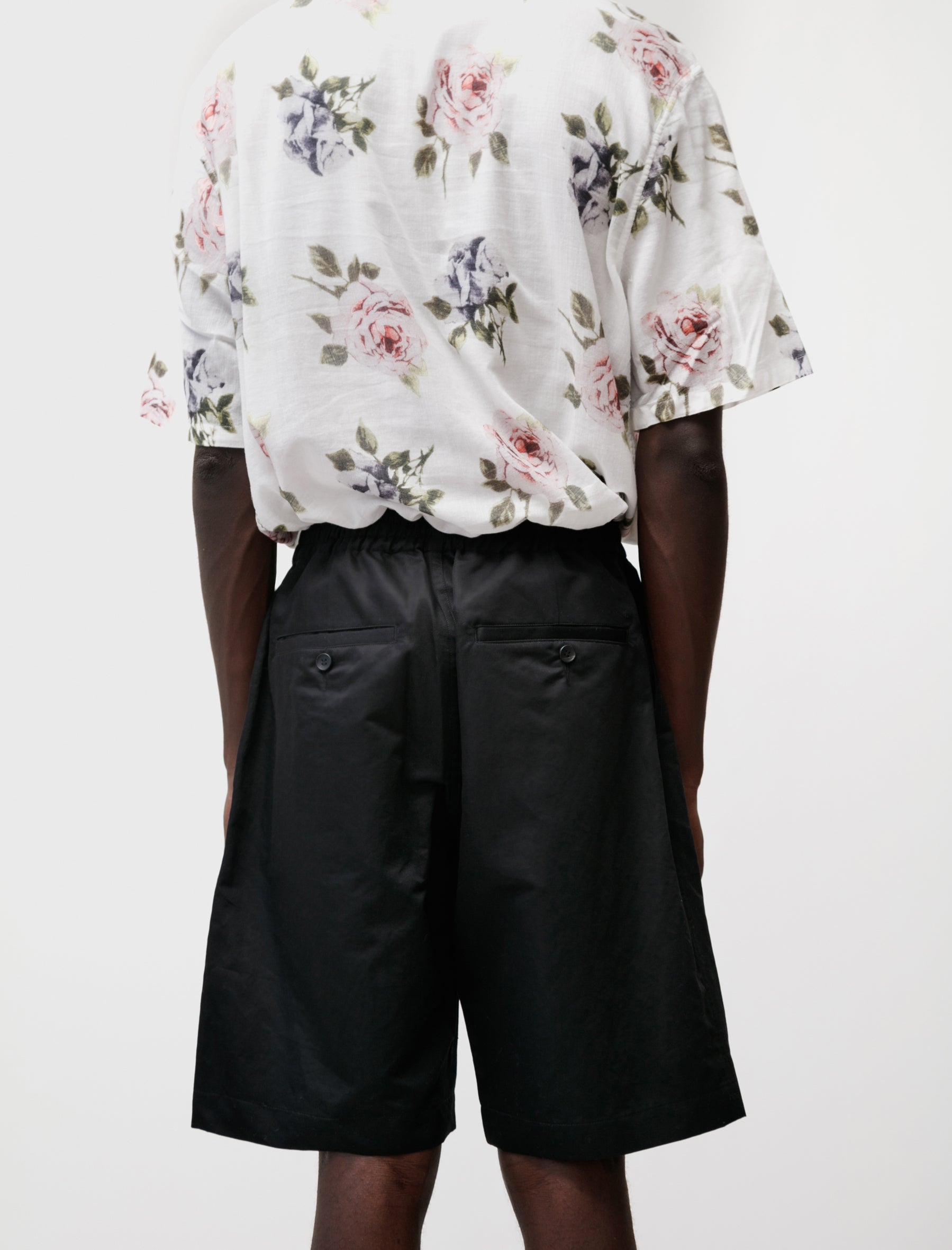 niuhans Relaxed Shorts Cotton Linen Silk Black