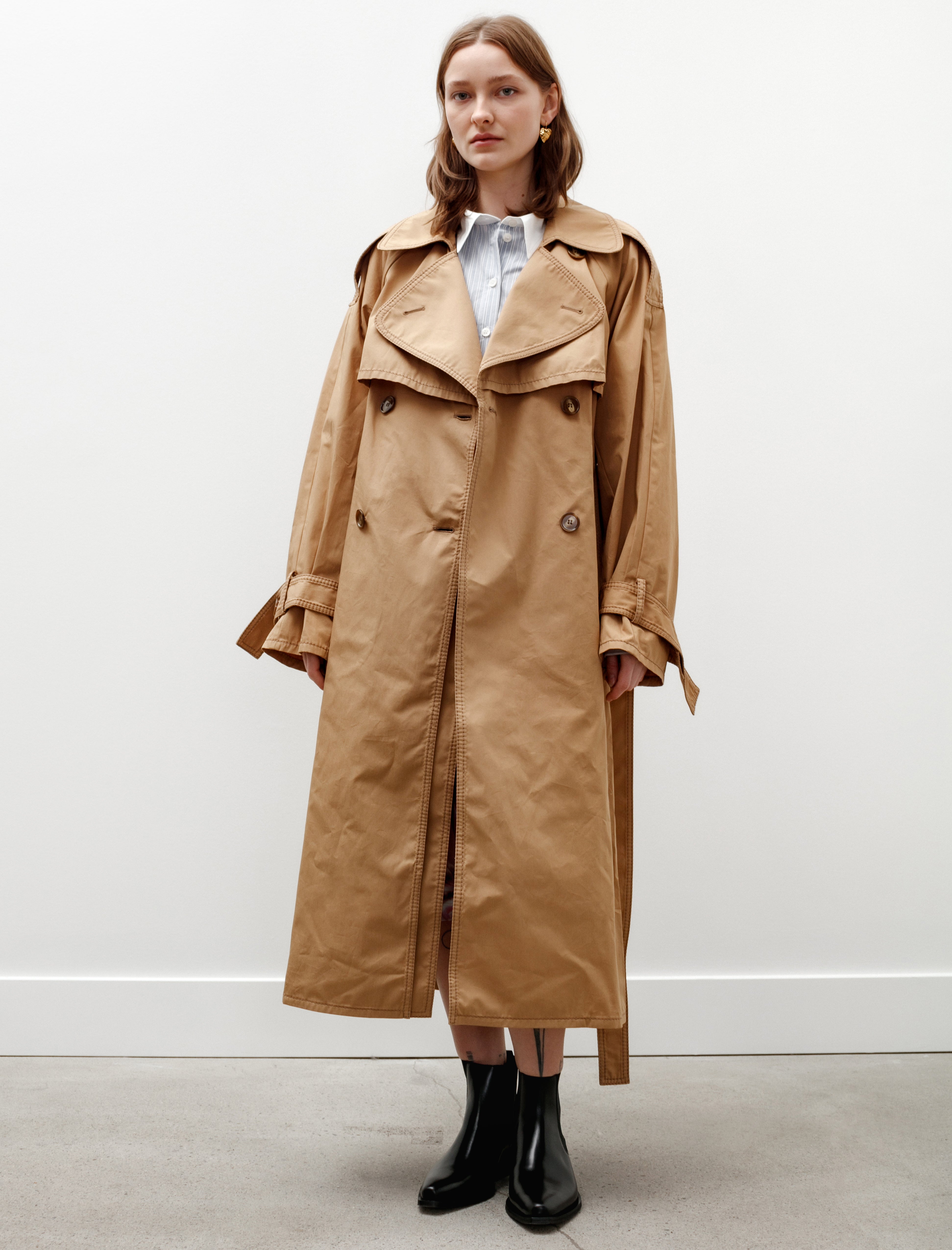 Acne Studios Capelet Trench Coat Khaki Beige