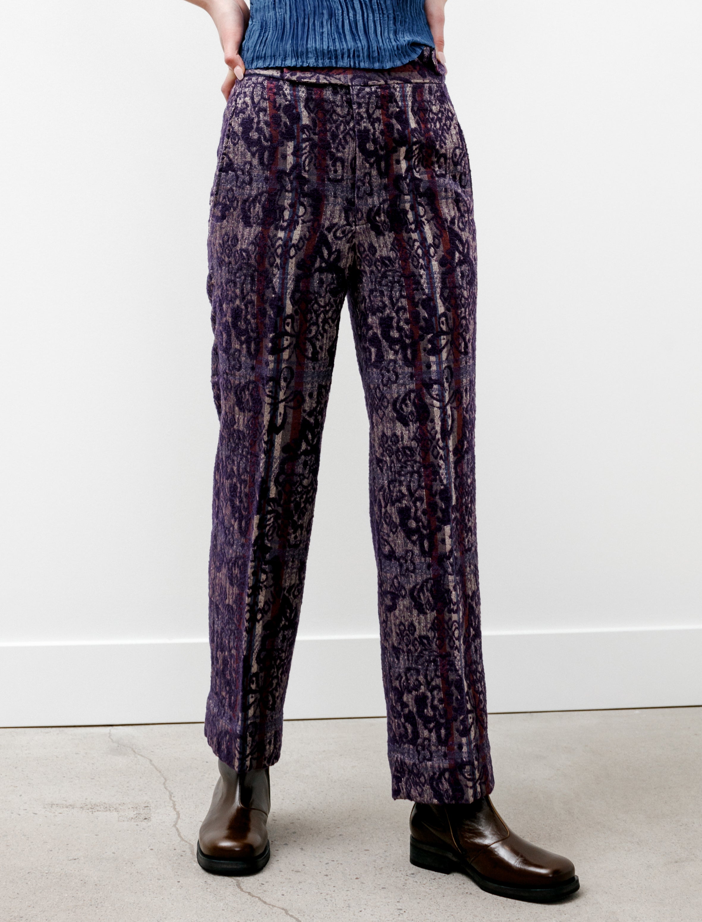 Needles Boot Cut Side Tab Trousers Papillon Mall Jacquard