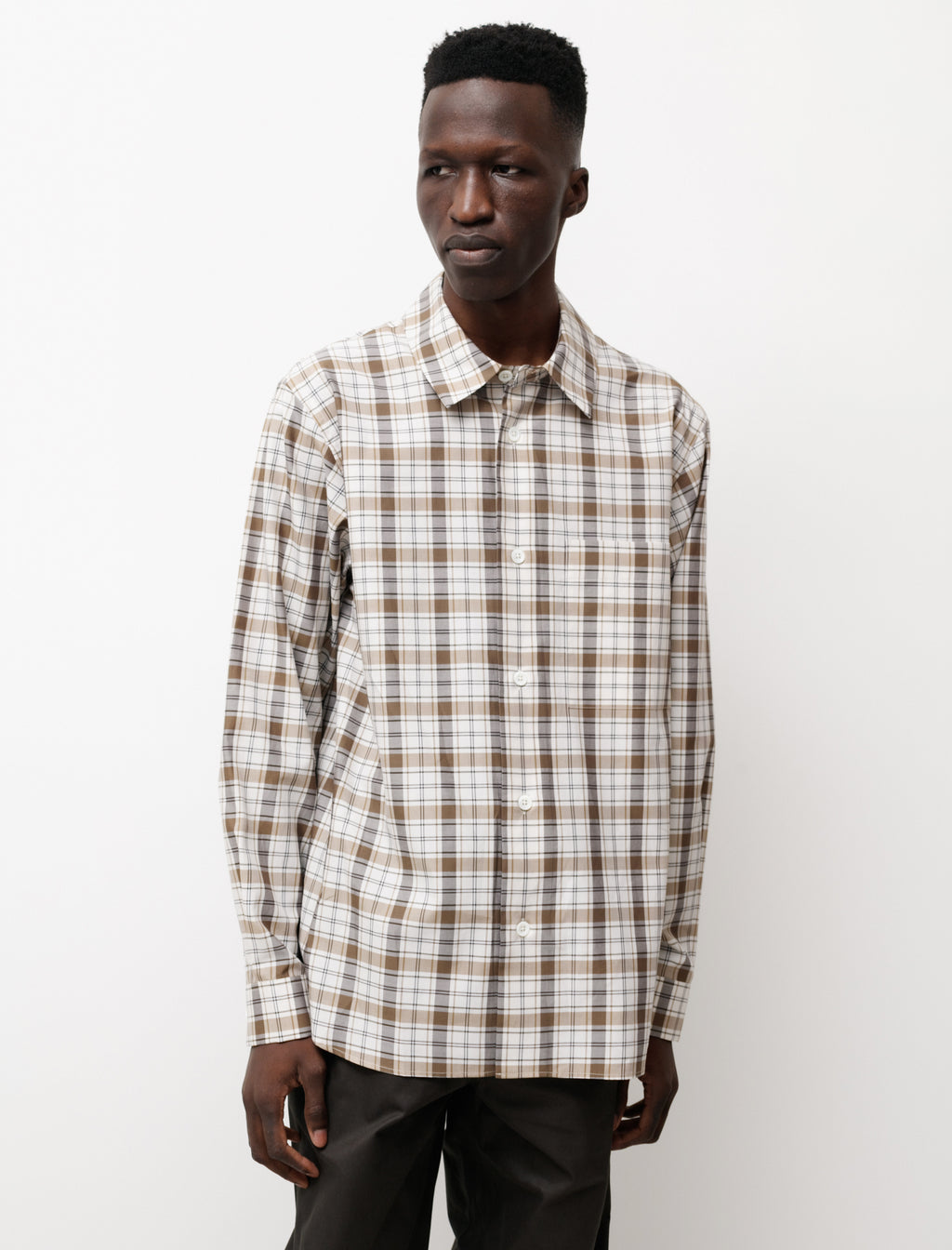 Margaret Howell Simple Shirt Check Cotton Stone Green – Neighbour
