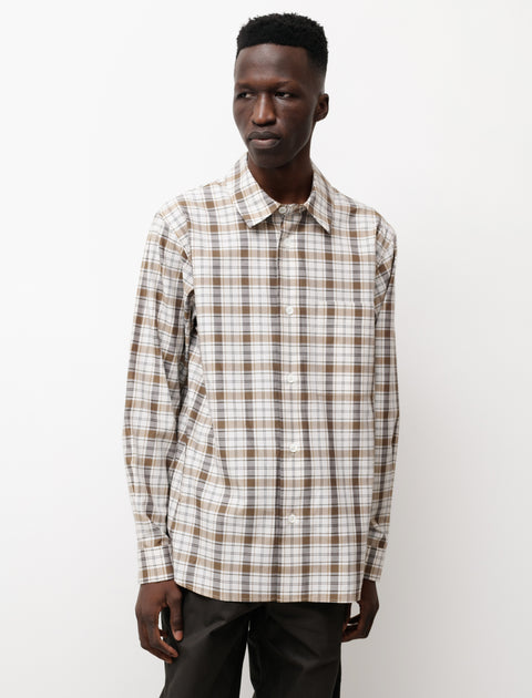 Margaret Howell Simple Shirt Check Cotton Stone Green
