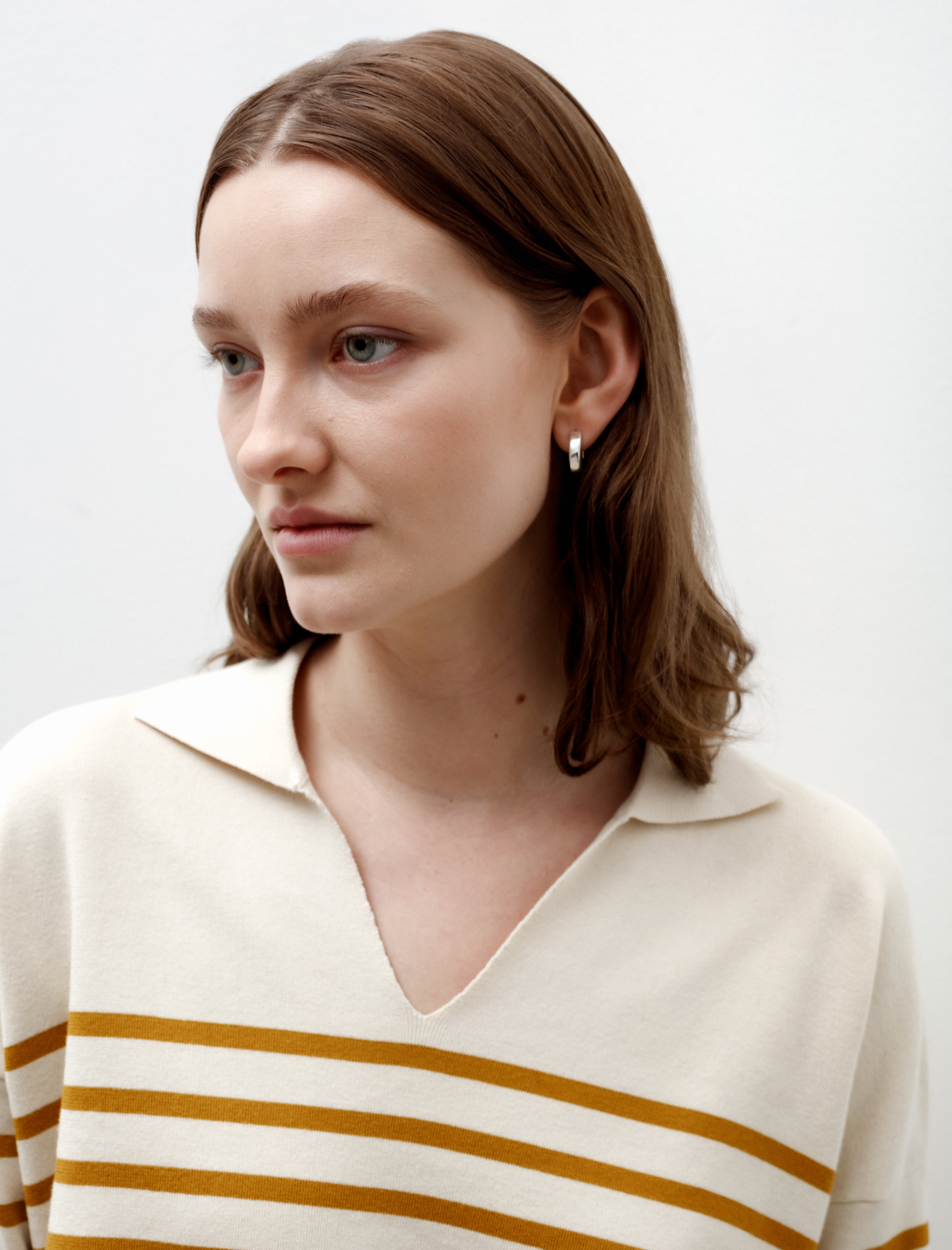 Sunspel Open Neck Jumper Ecru/Cider