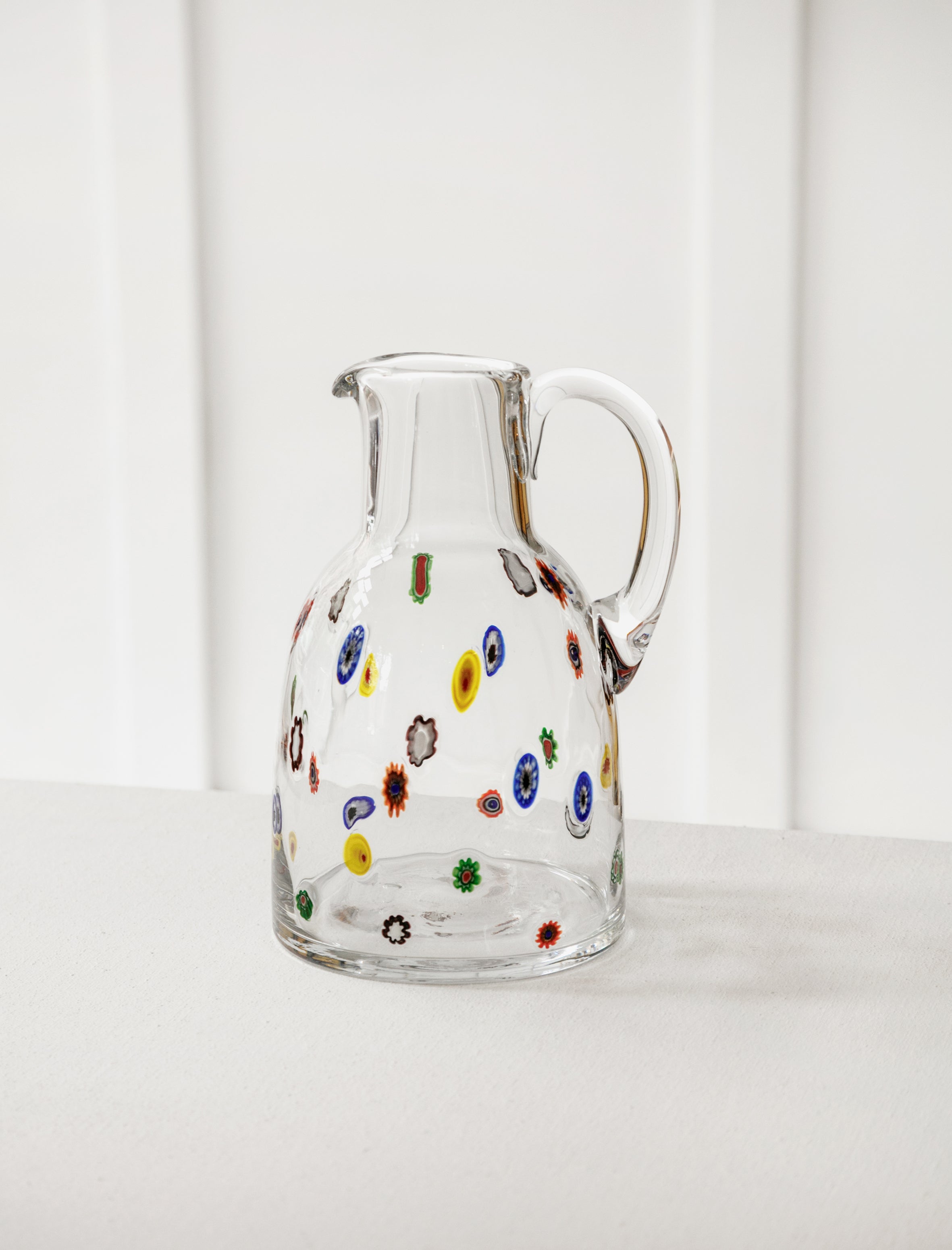 Found Millifiore Clear Glass Pitcher