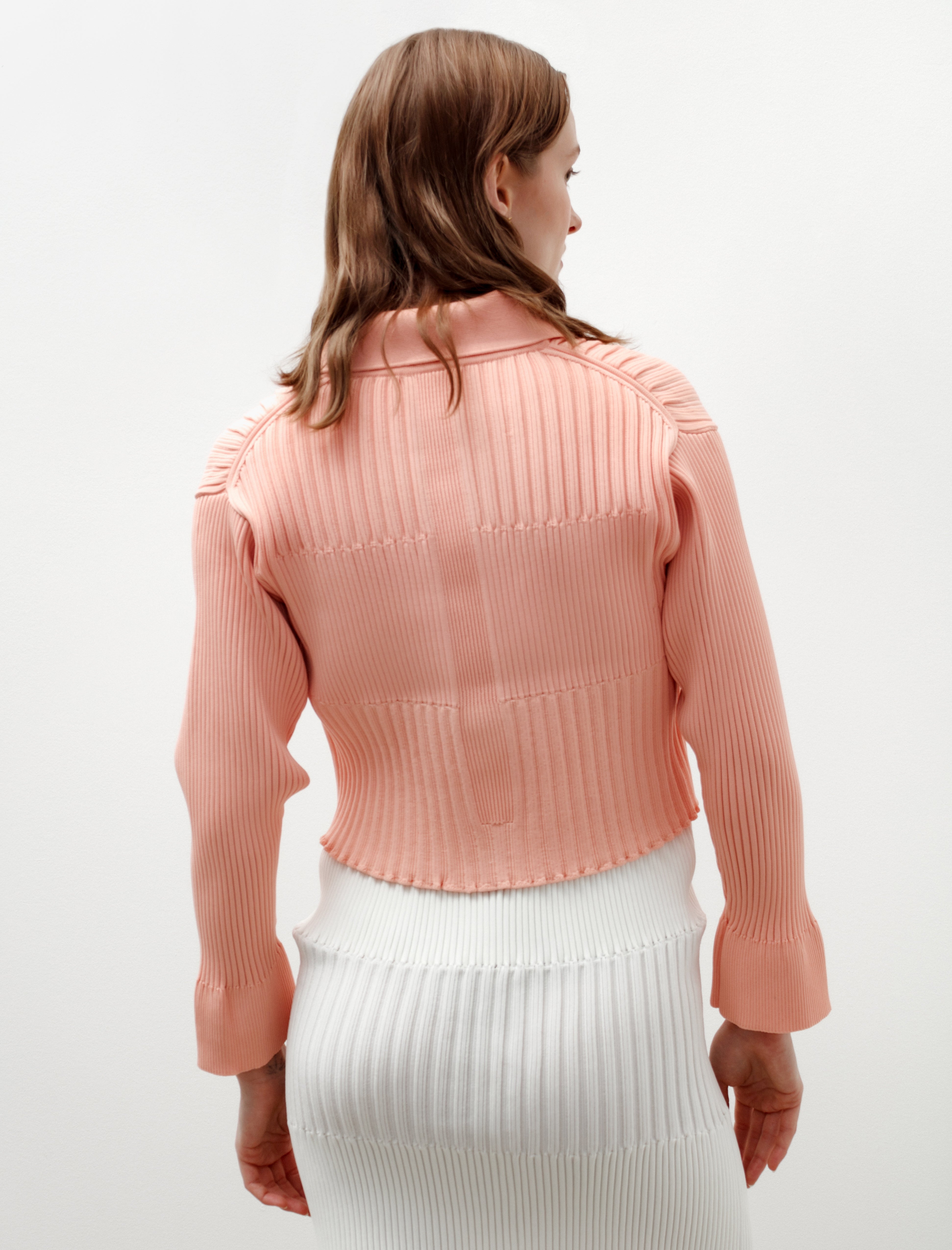 CFCL Fluted Cardigan 2 Salmon