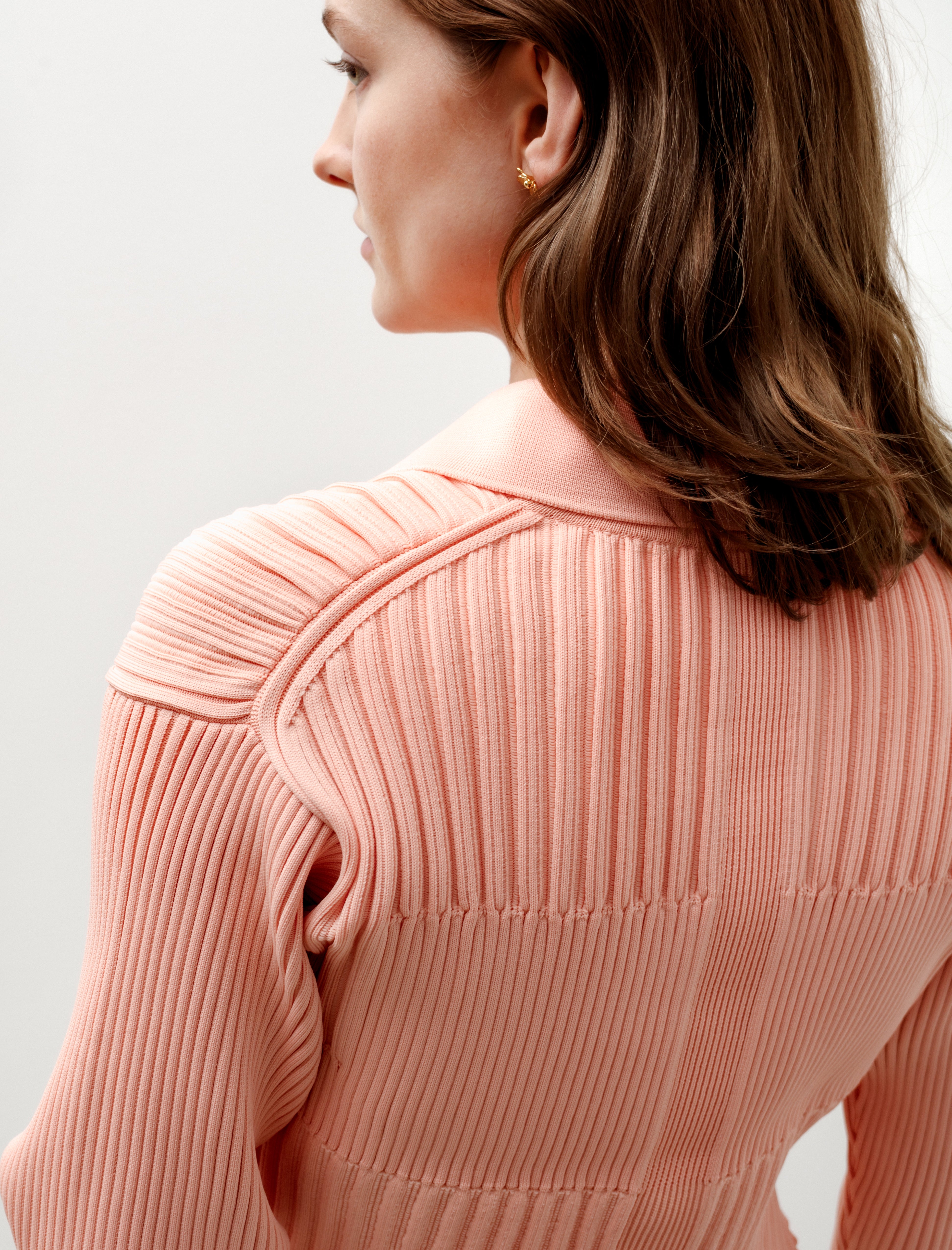 CFCL Fluted Cardigan 2 Salmon