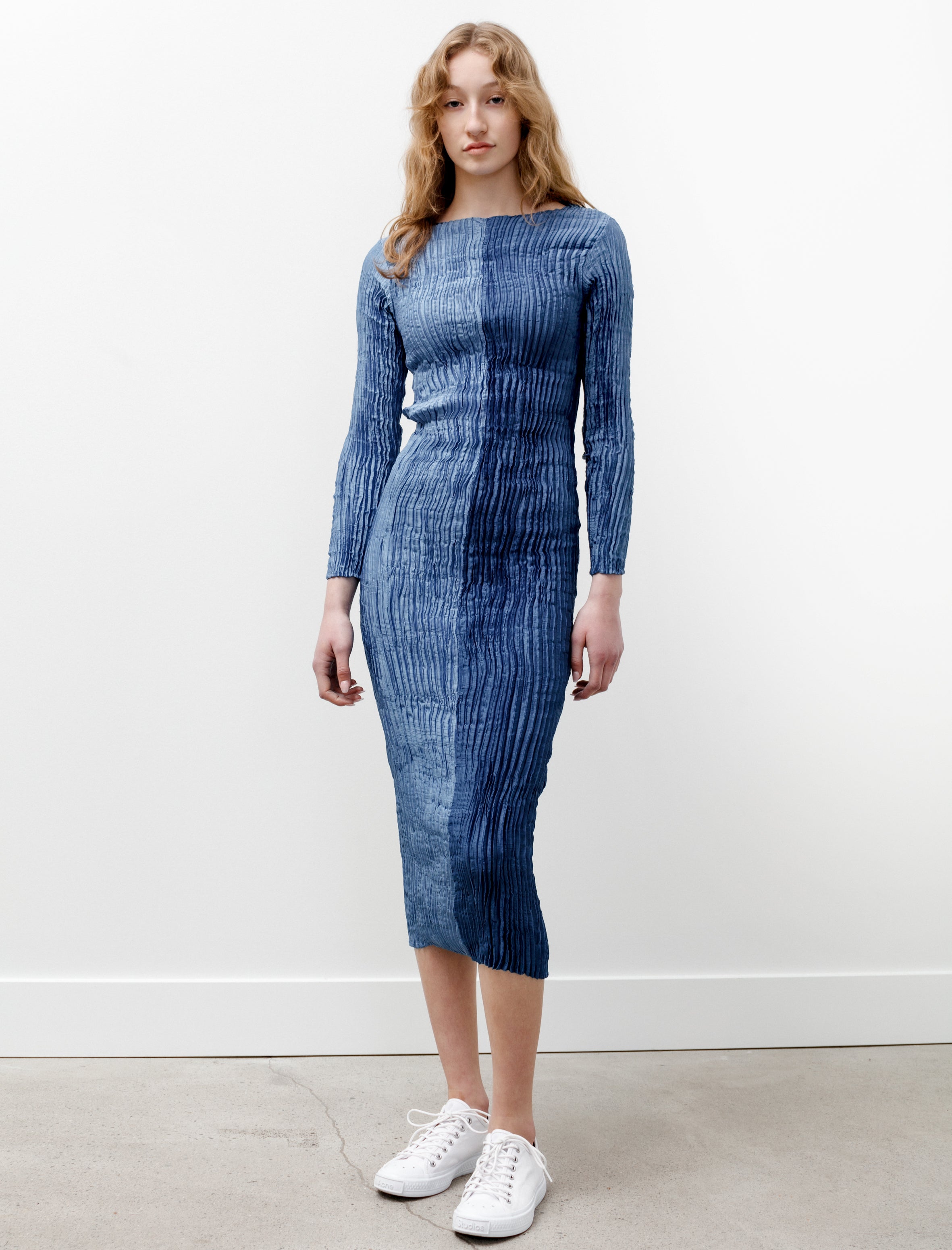 Azur Long Sleeve Dress Indigo Two Tone