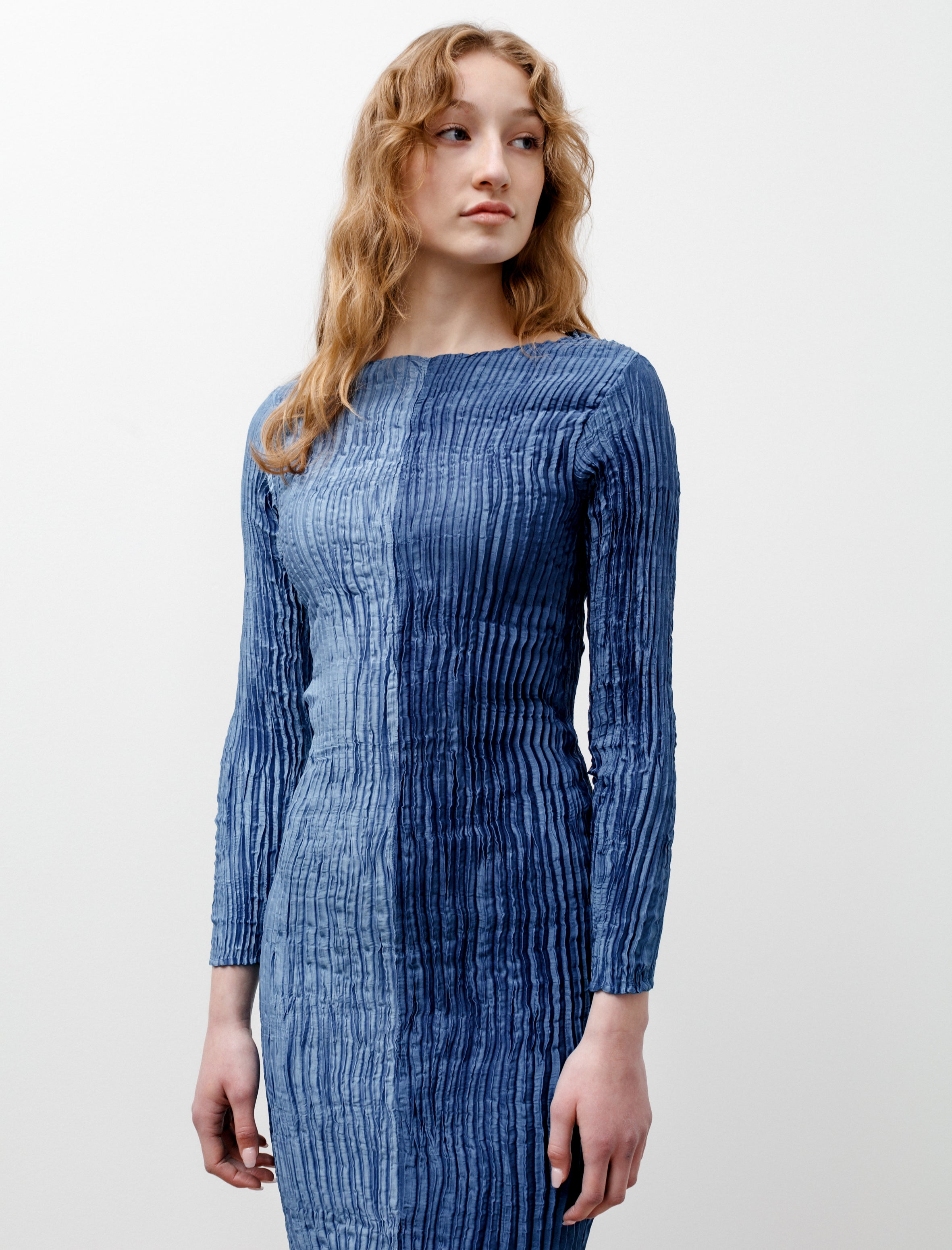 Azur Long Sleeve Dress Indigo Two Tone
