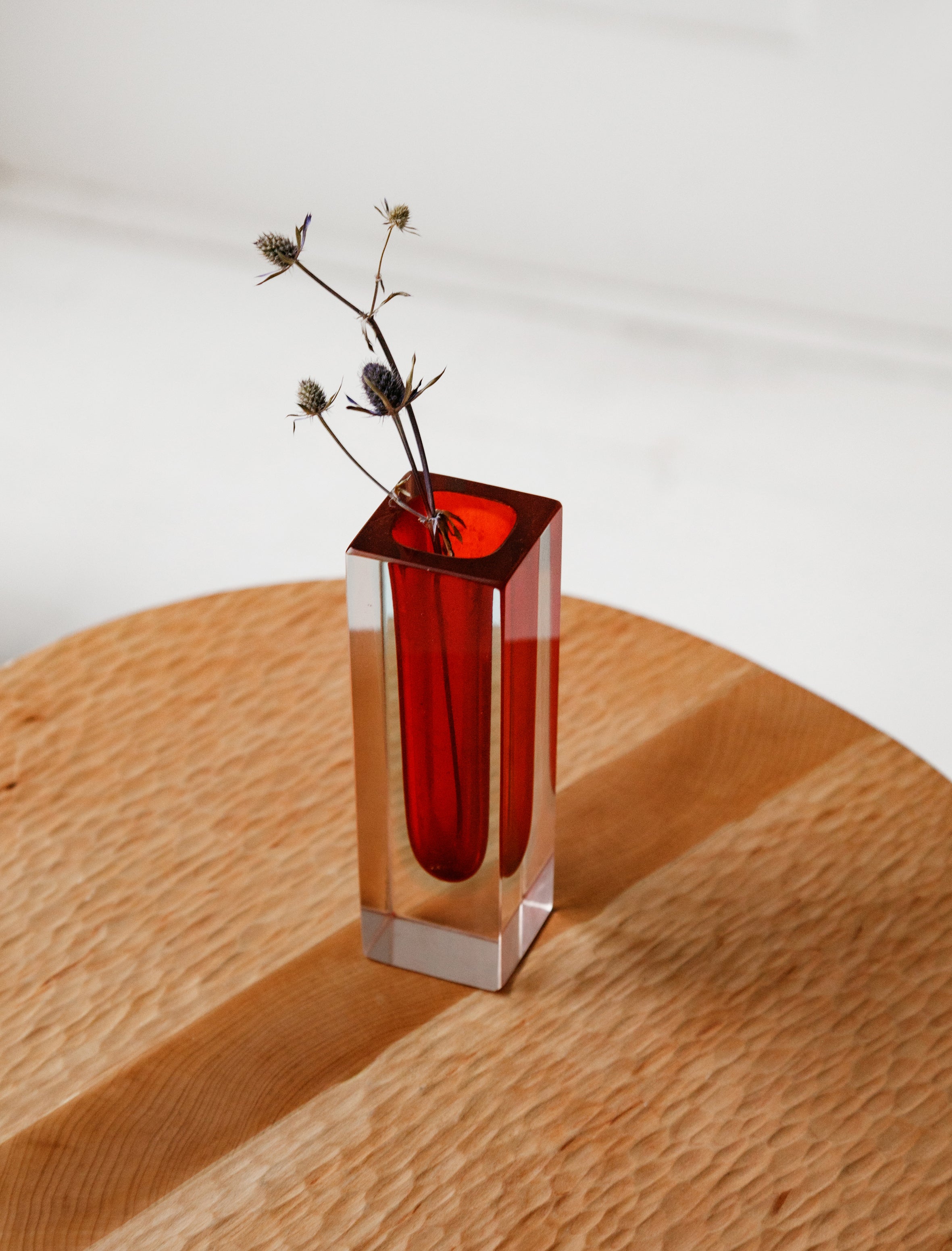 Found by Neighbour Seguso Cut Block Vase Red + Sky