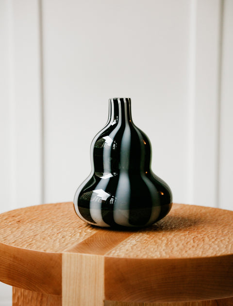 Found by Neighbour Murano Gourd Vase Black and White