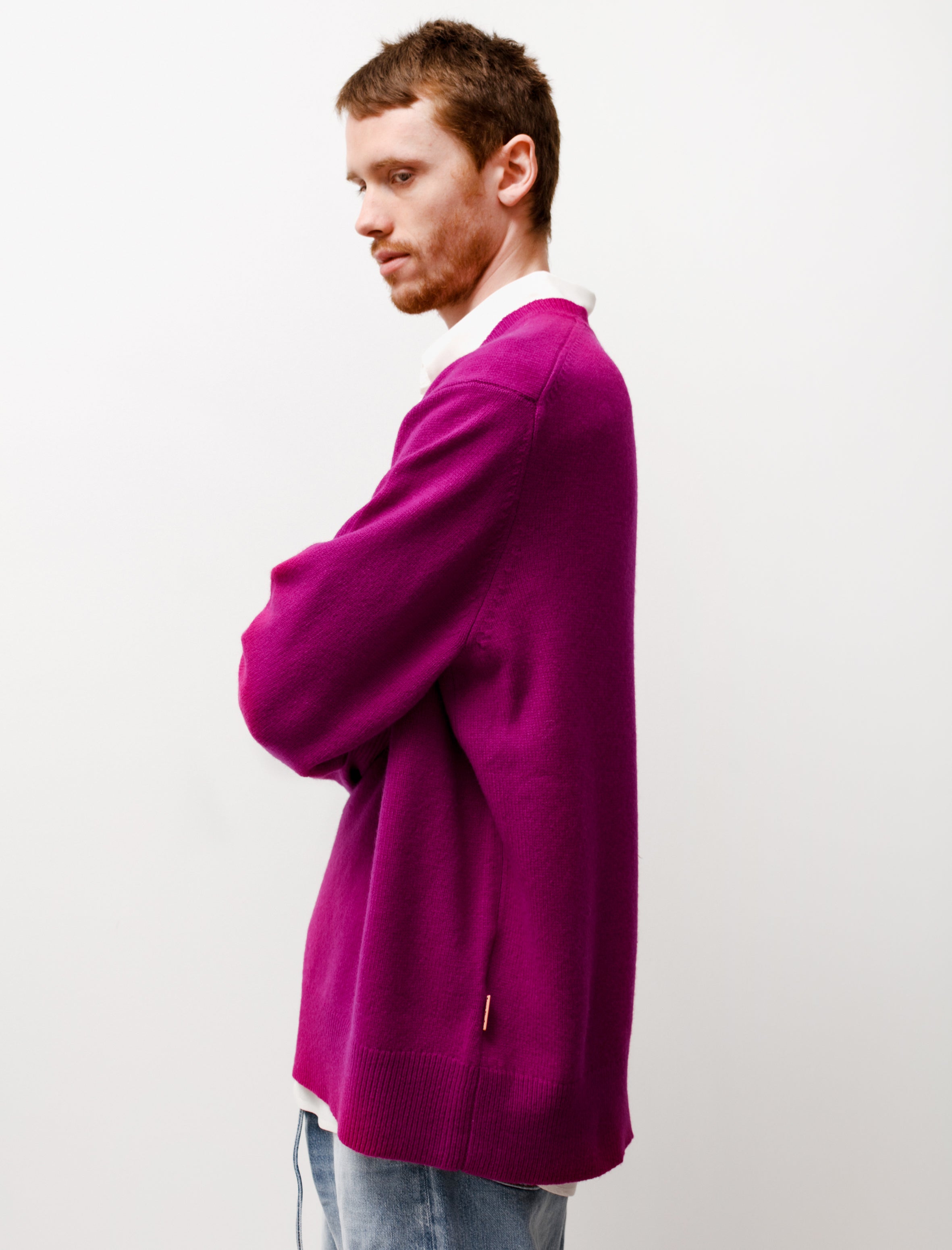 Acne Studios V-Neck Cashmix Sweater Magenta