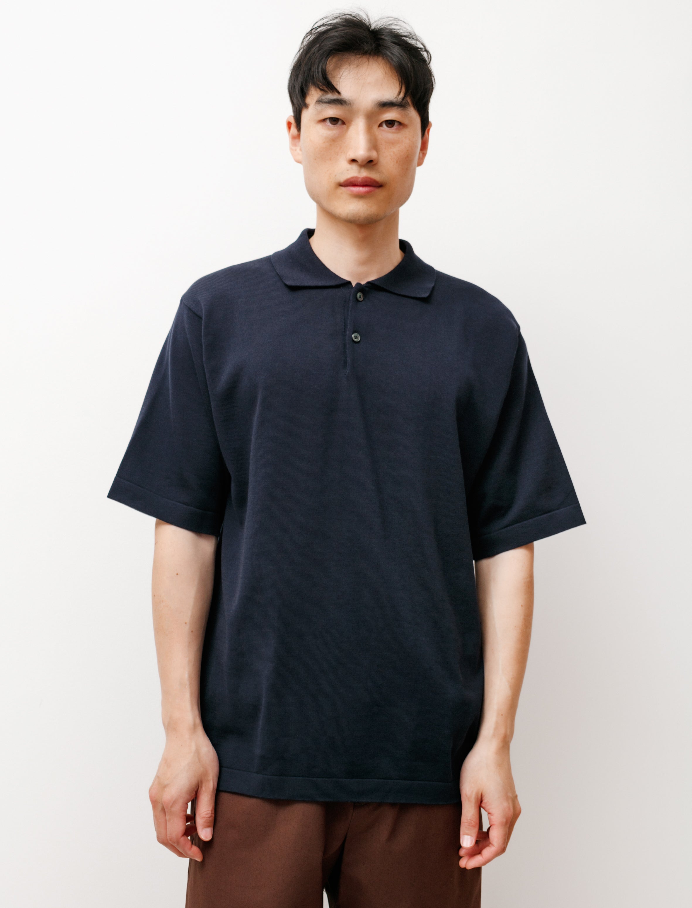 niuhans Organic Cotton Polo Sweater Navy