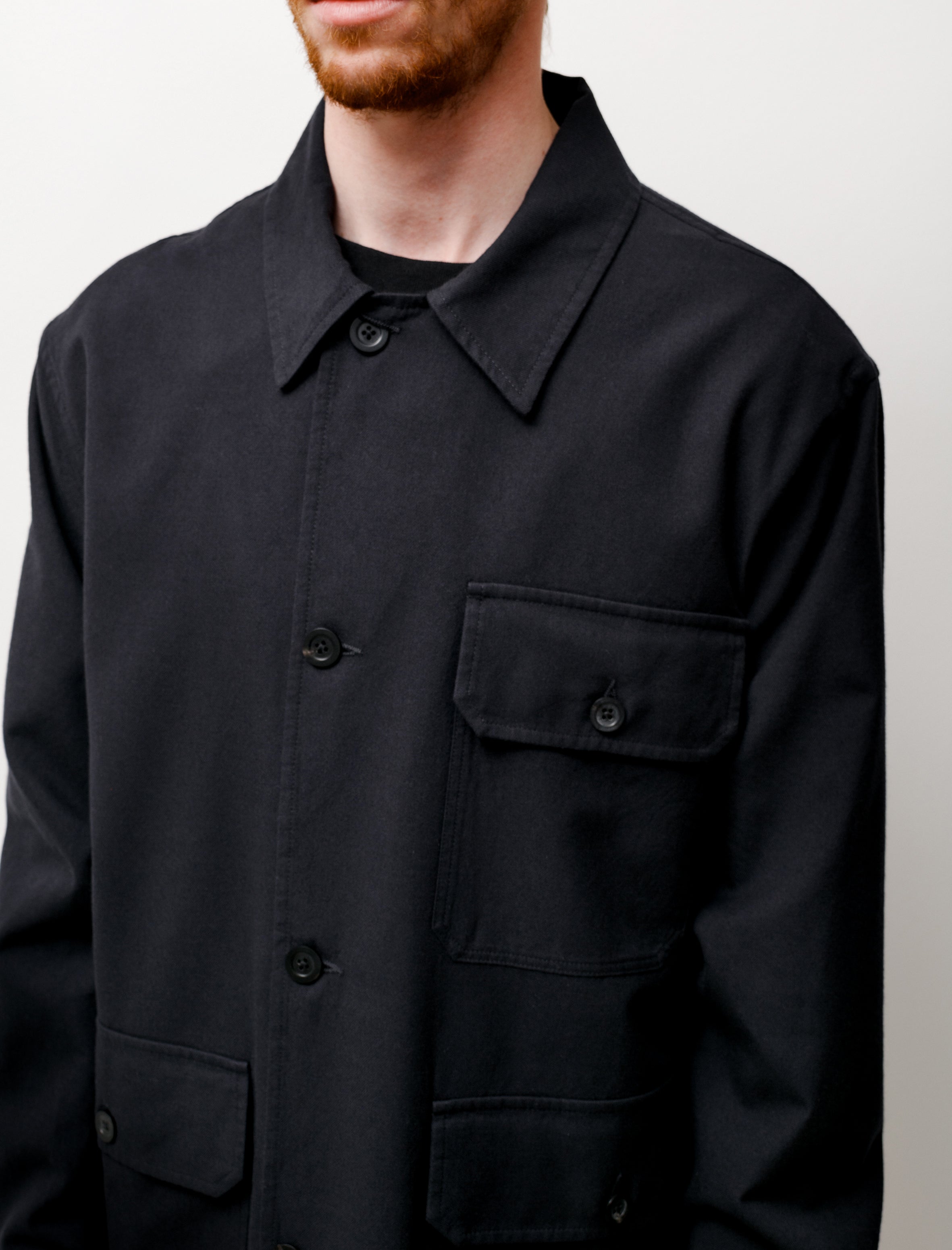 Margaret Howell Heavy Military Overshirt Wool Twill Ink