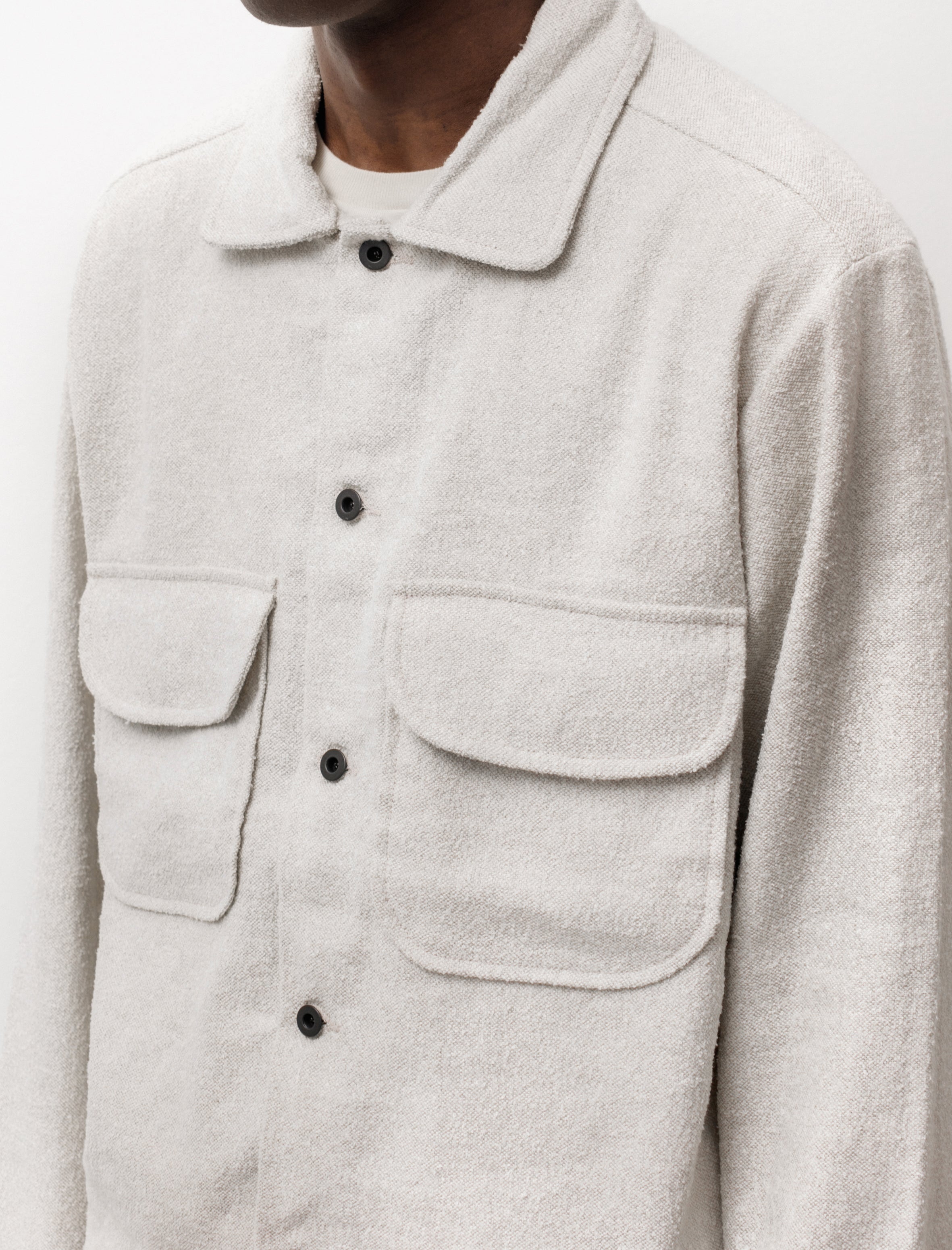 Evan Kinori Field Shirt Woven Terry Bone