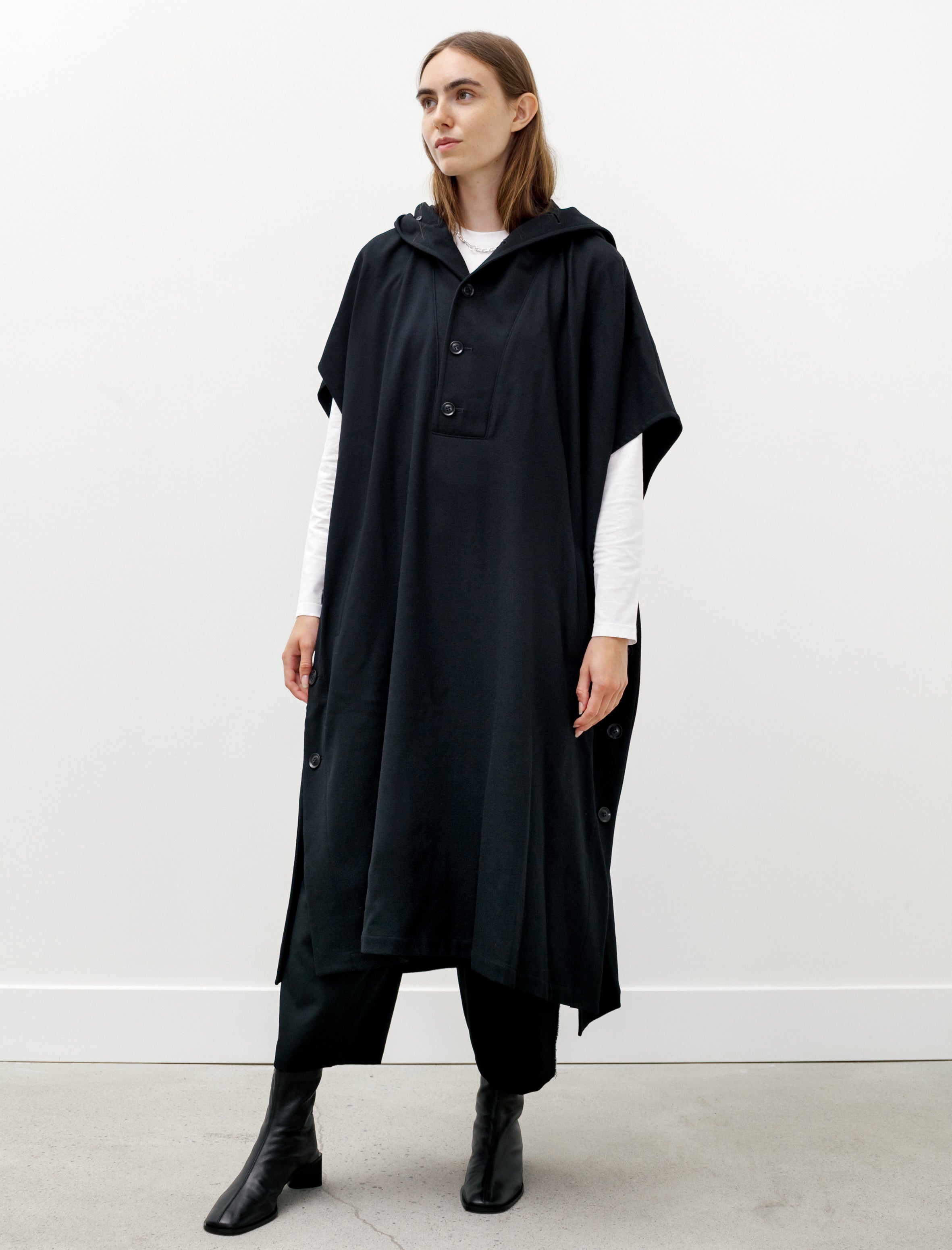 Y's by Yohji Yamamoto Hooded Poncho Black