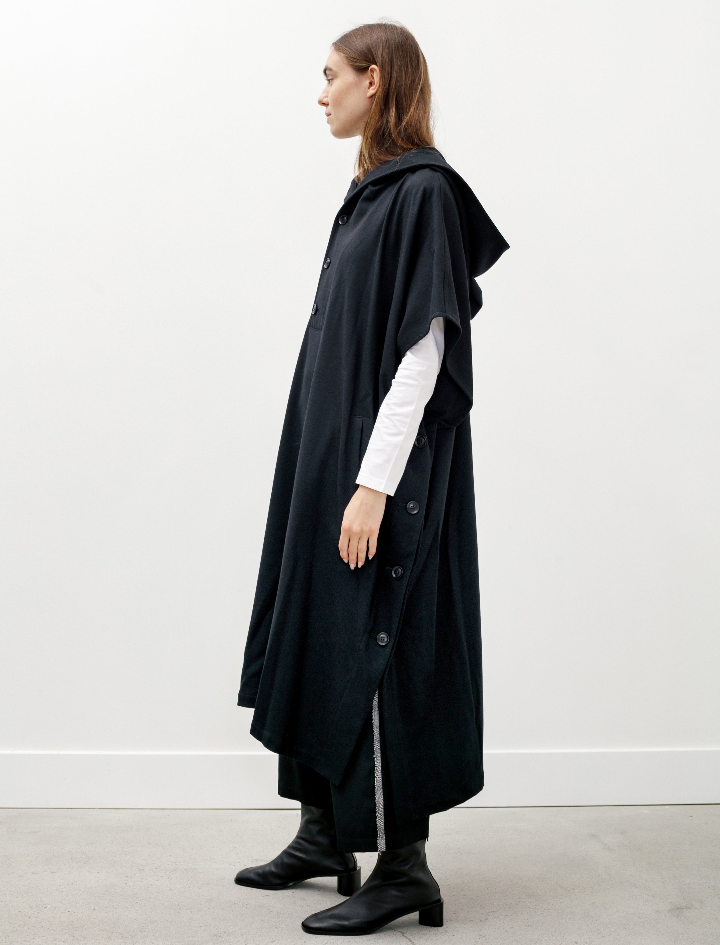 Y's by Yohji Yamamoto Hooded Poncho Black