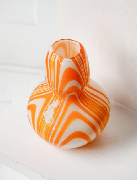 Found by Neighbour Swirl Glass Vase Orange/White