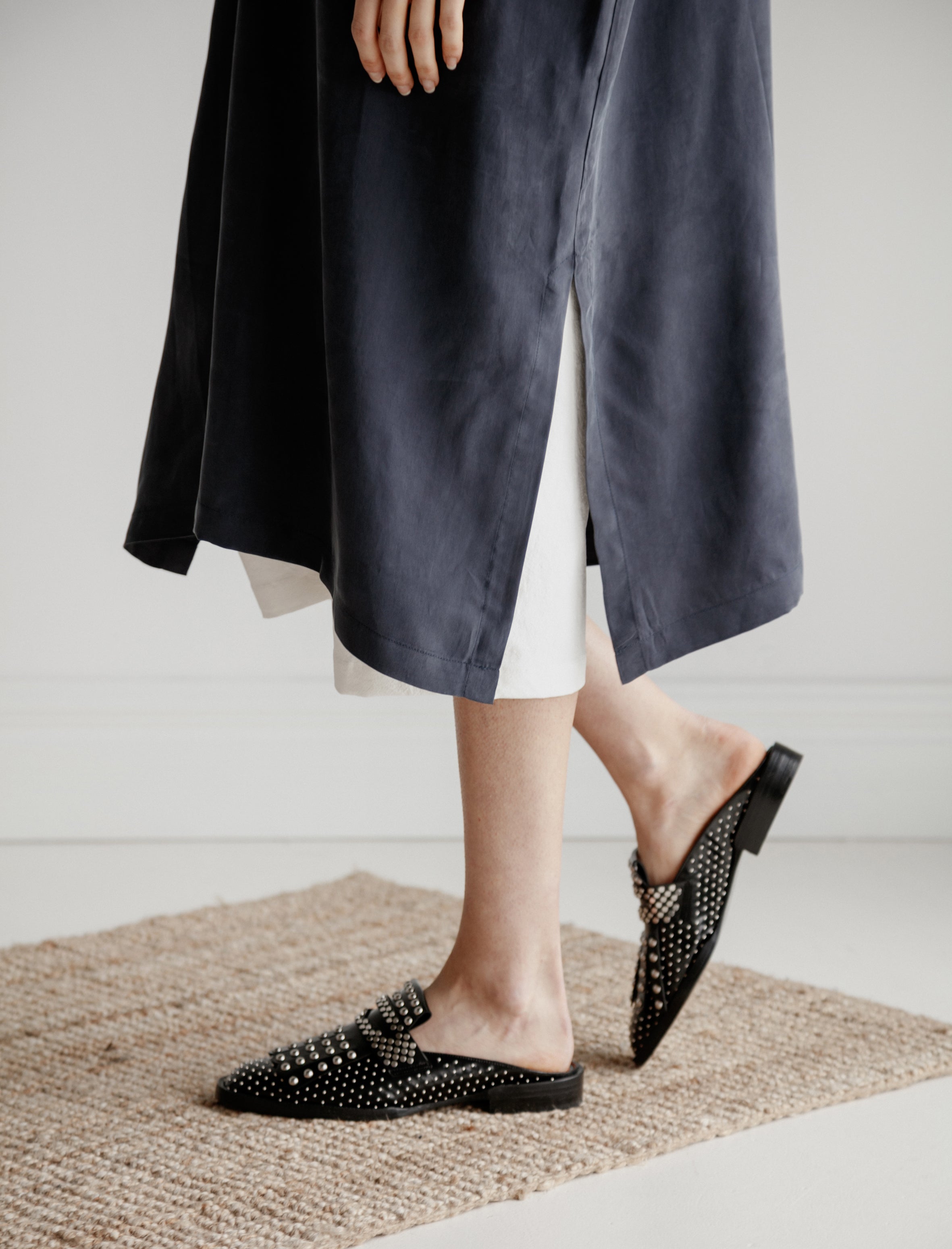 Clergerie Youla Studded Slides Black Spazzolato