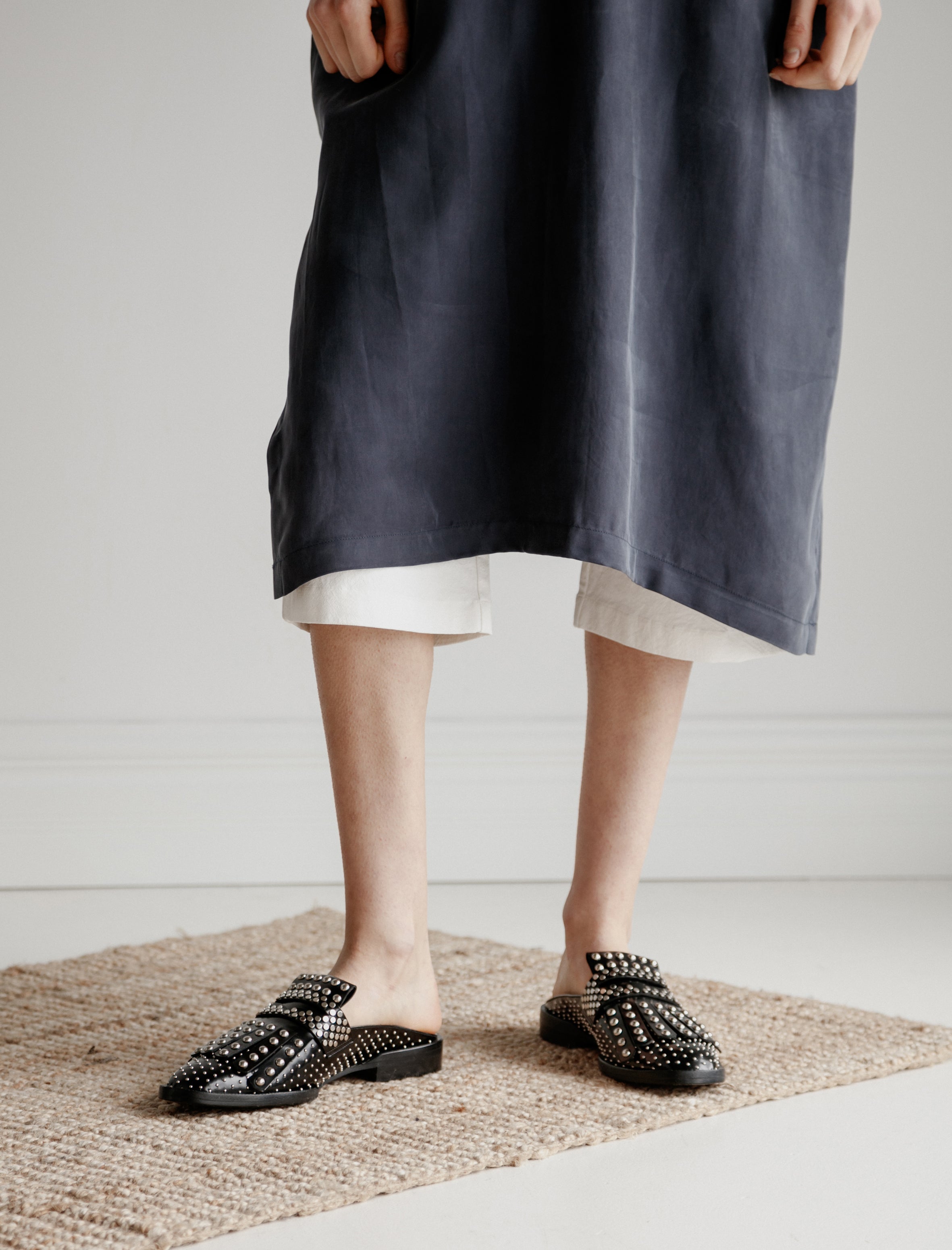 Clergerie Youla Studded Slides Black Spazzolato