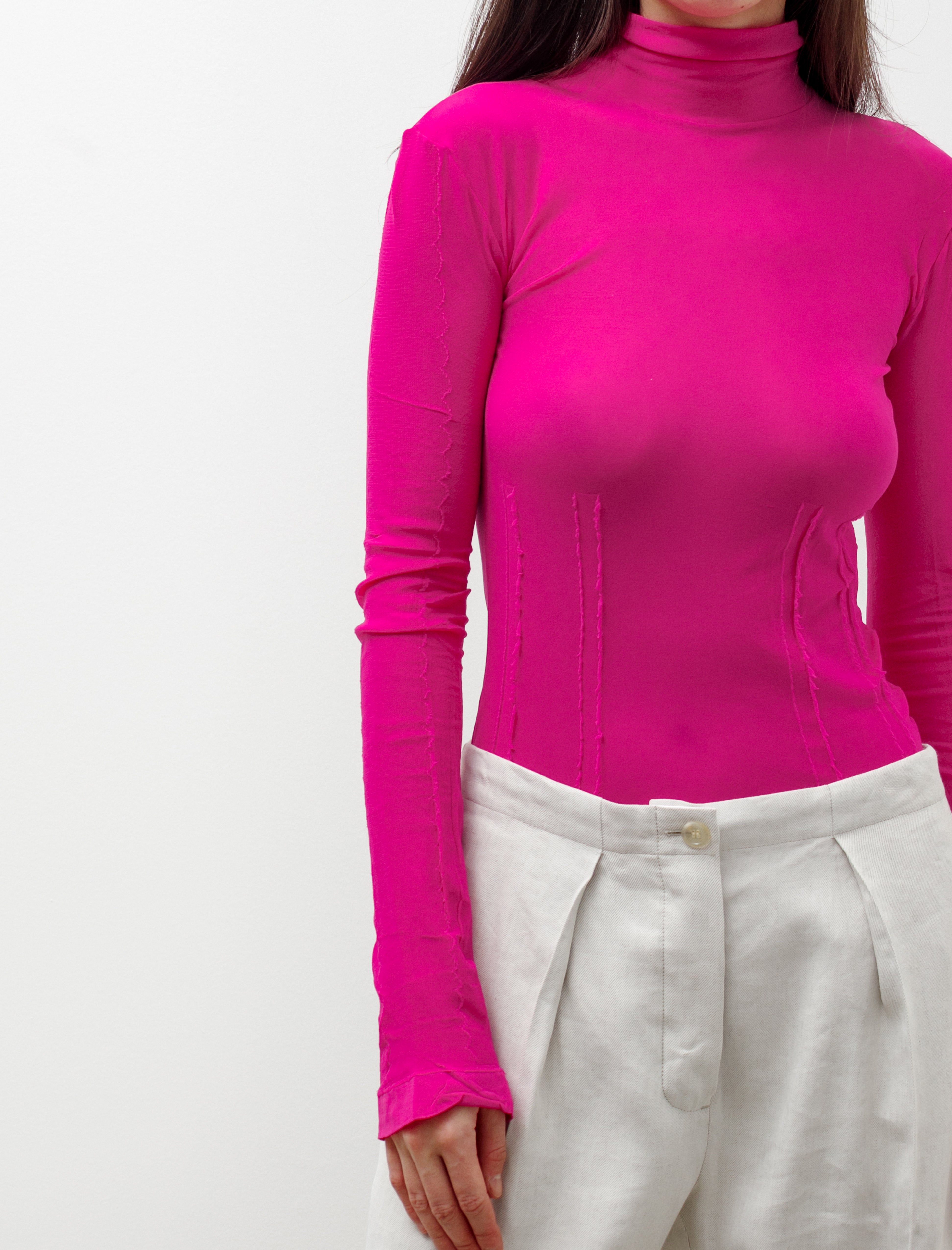 Acne Studios Highneck Seamless Top Fuchsia