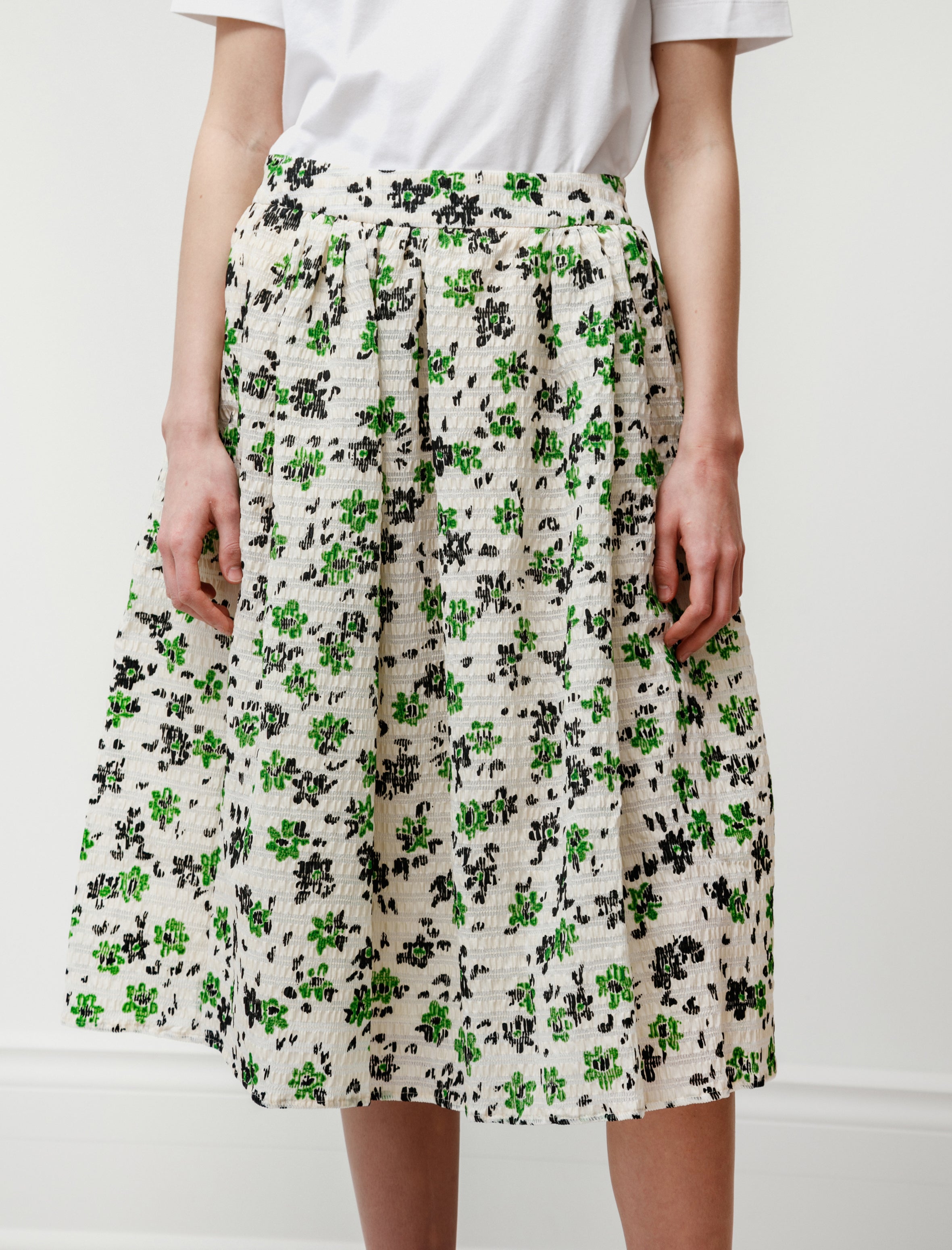 Shrimps Wade Gathered Skirt Green/Cream